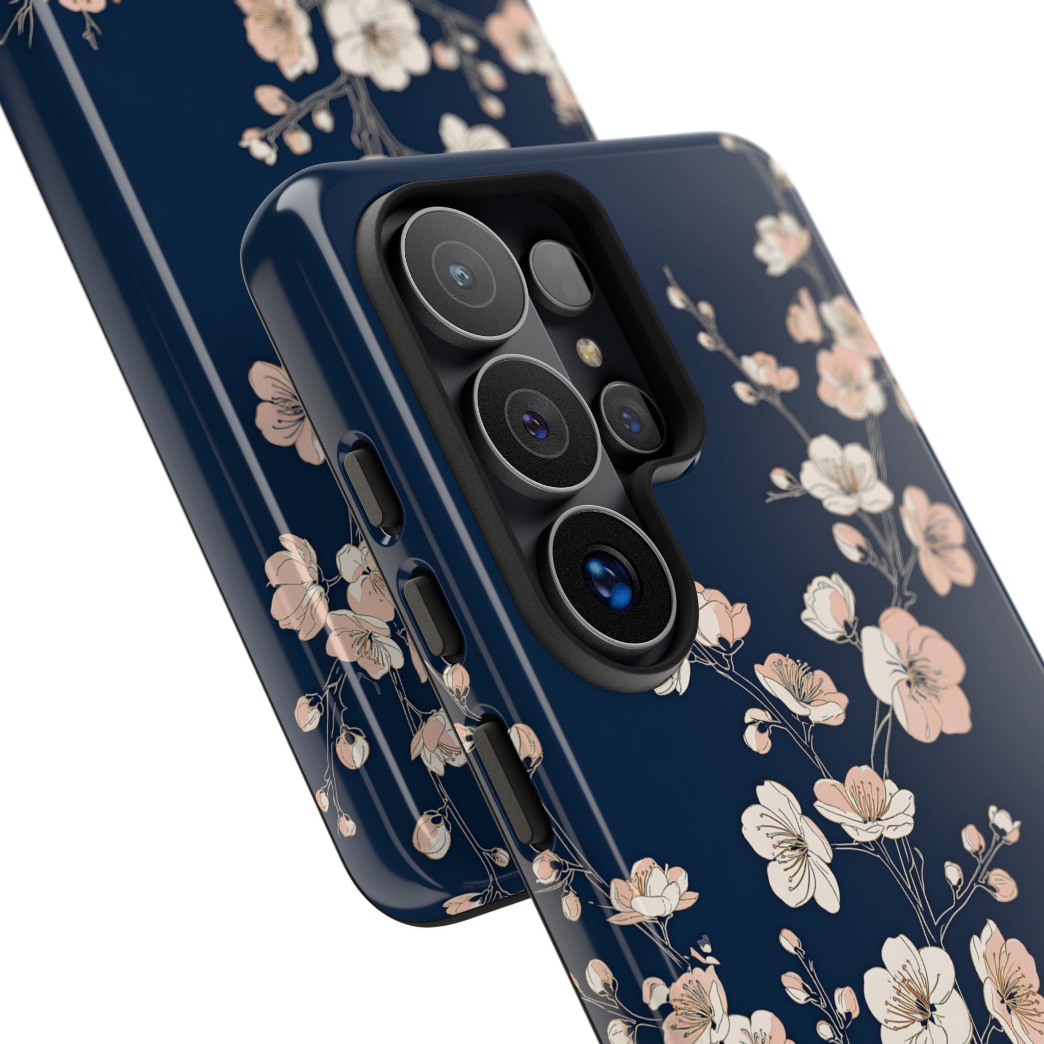 Blue Tough Phone Case for Samsung - Midnight Peach Sakura