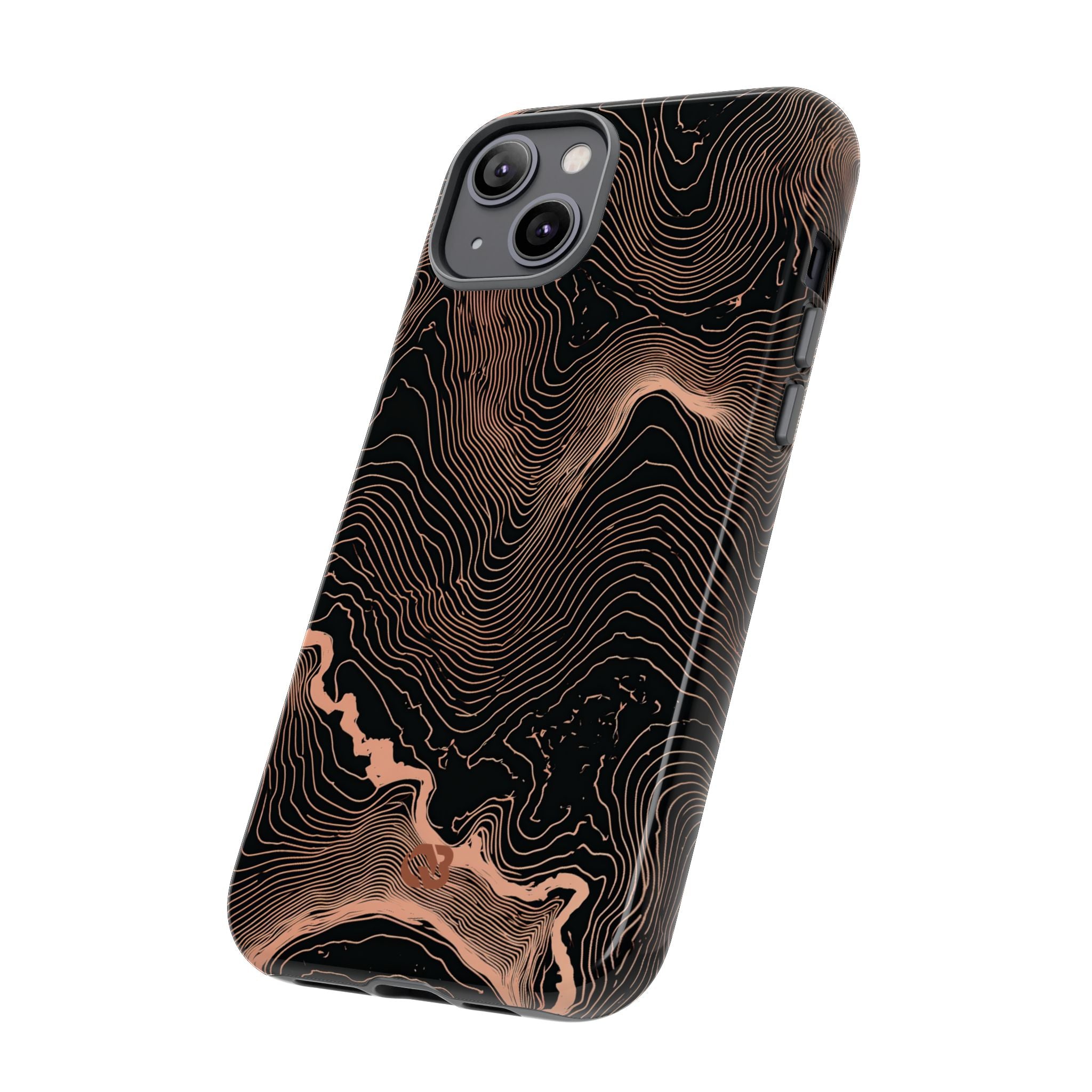Orange Tough Phone Case for iPhone - Salmon Ridge Topo