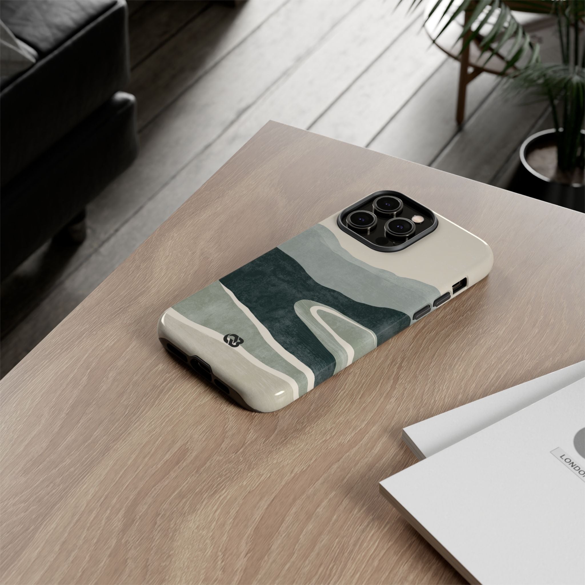 Green Tough Phone Case for iPhone - Misty Sage Valley
