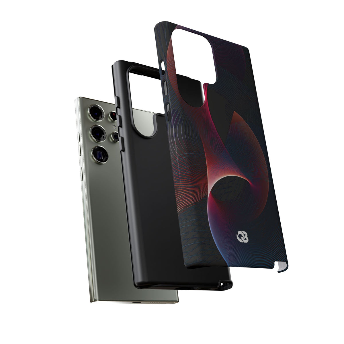 Black Tough Phone Case for Samsung - Cobalt Crimson Flux