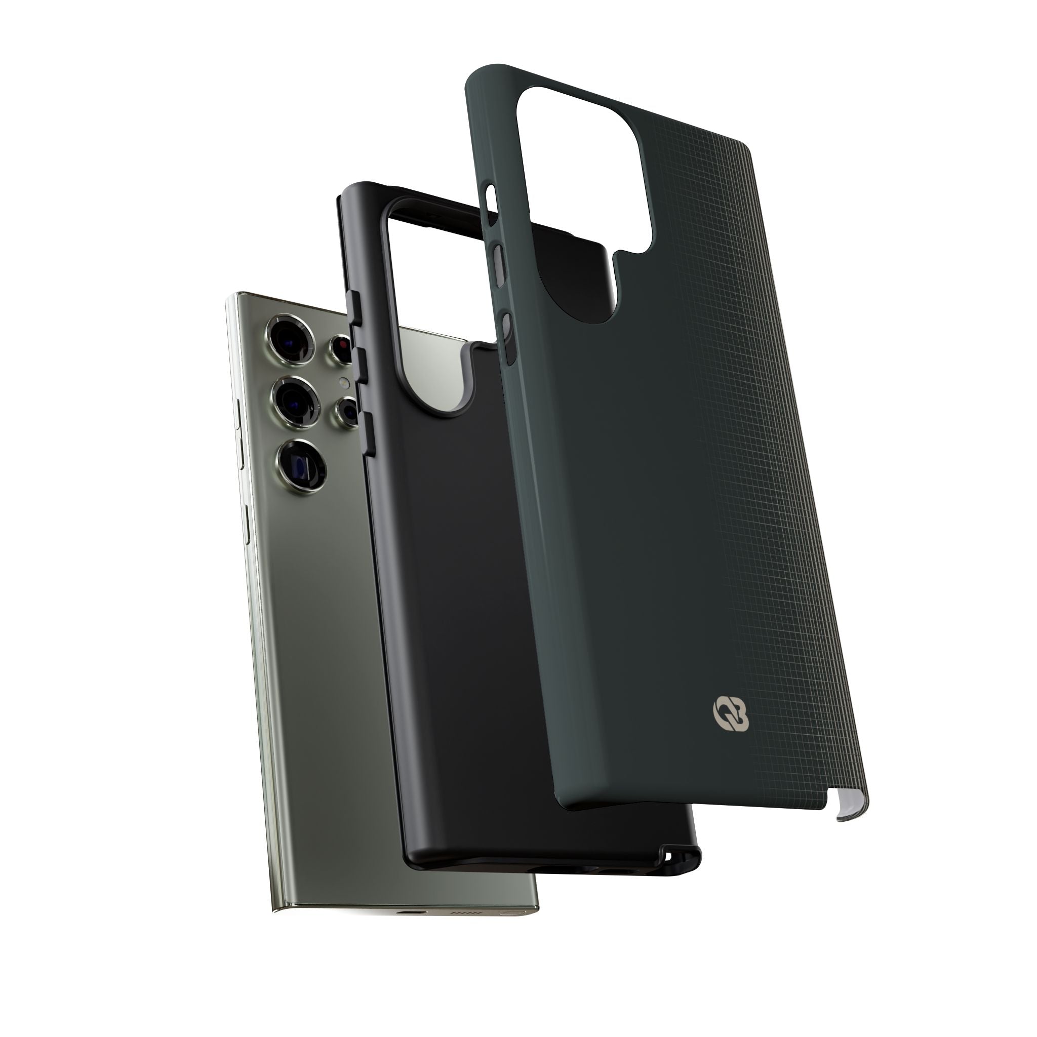 Grey Tough Phone Case for Samsung - Charcoal Tech Grid