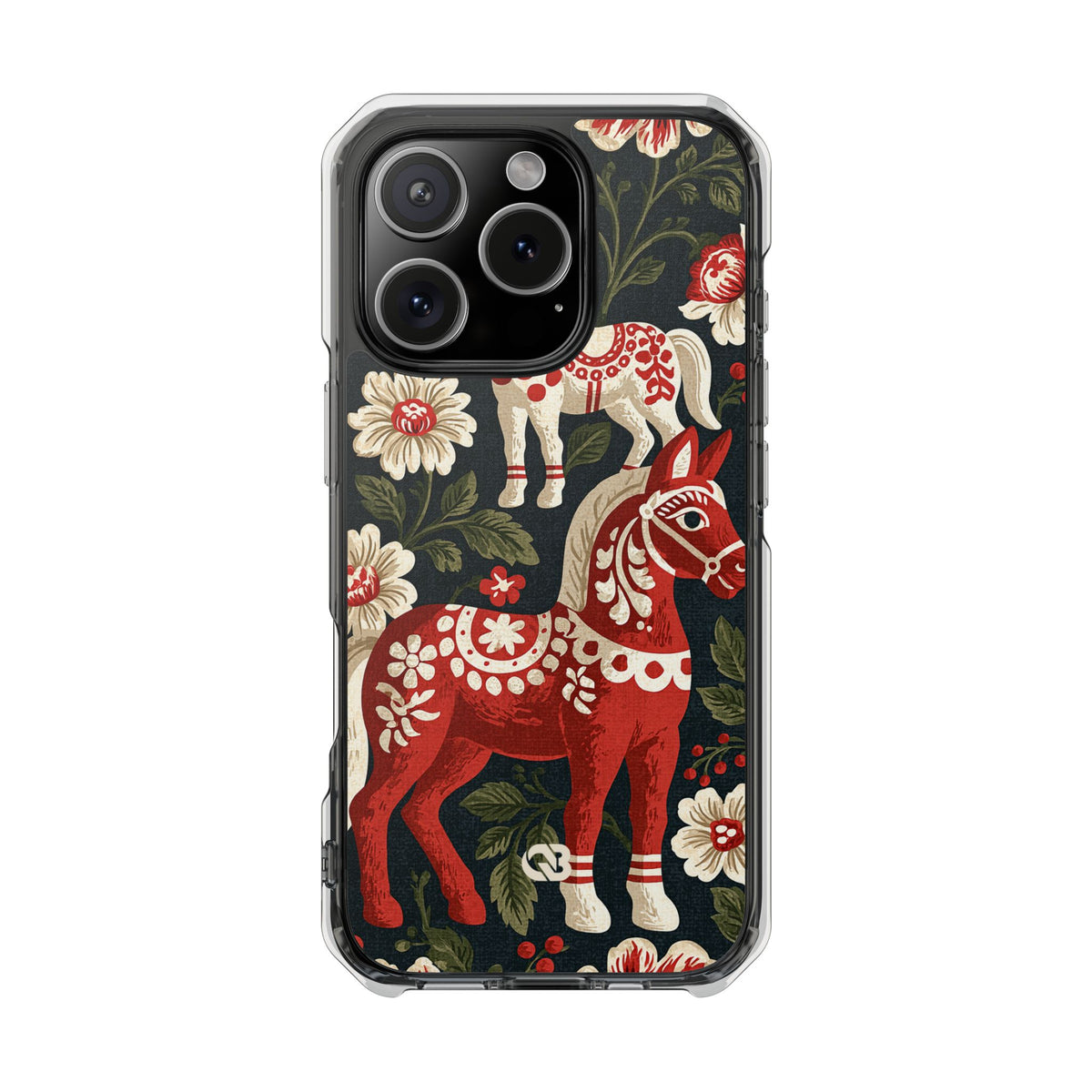 Nordic Dala Meadow · Clear Impact Magnetic Phone Case for iPhone · Red
