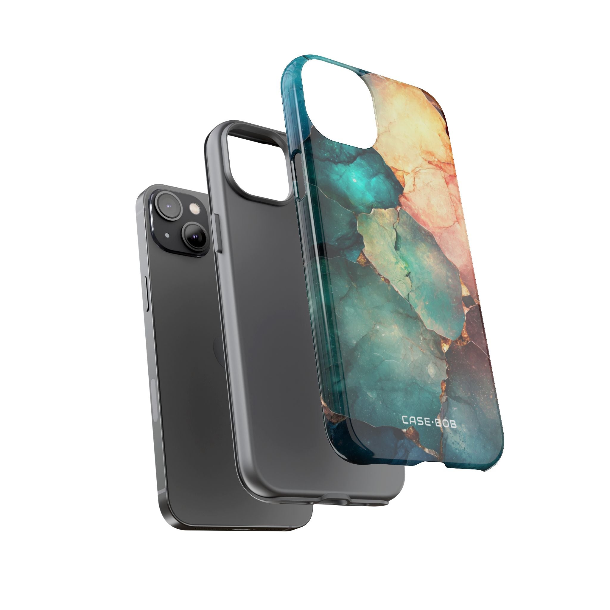 Teal Mozaïekaders iPhone 14 Plus Hoesje - Tough