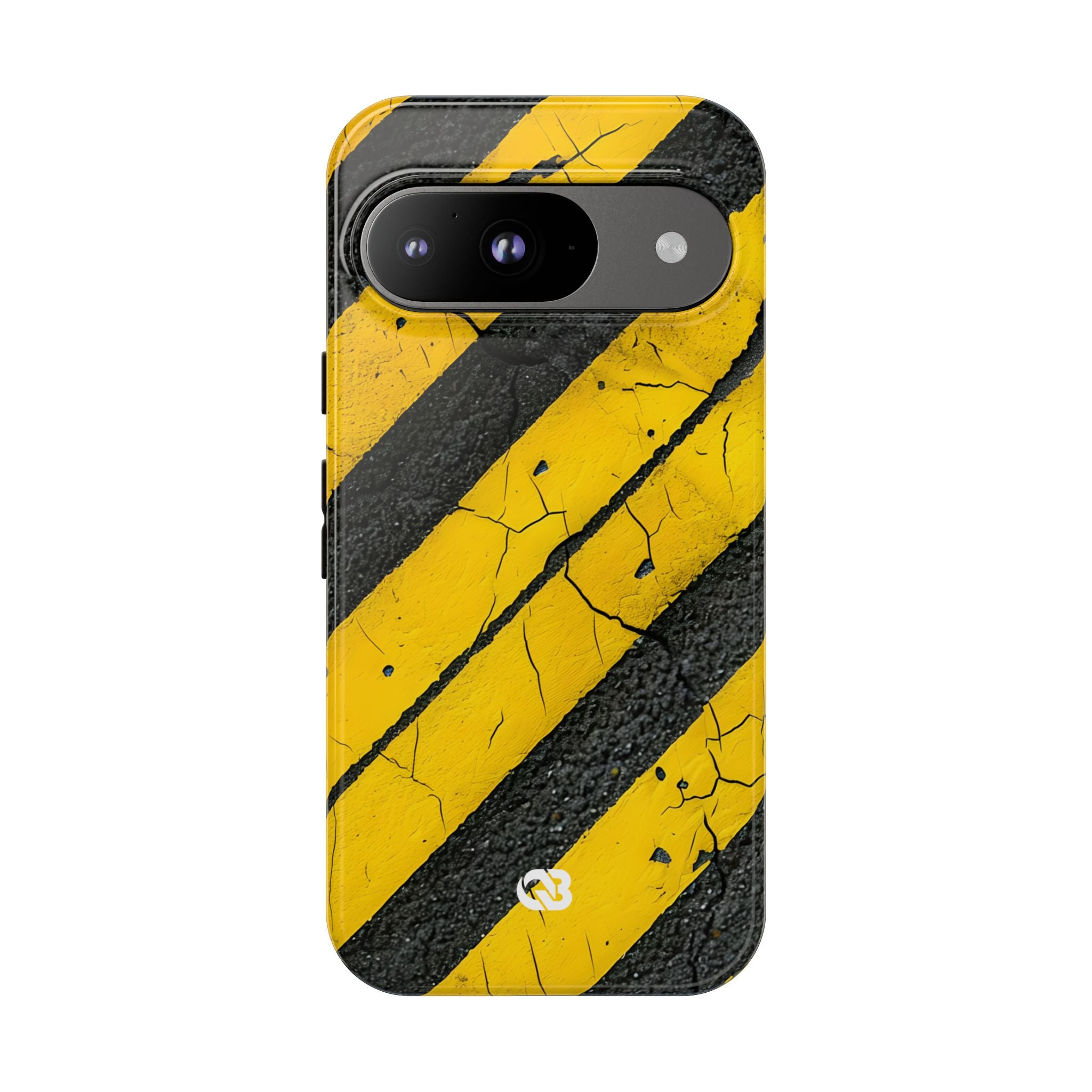 Cracked Hazard Stripes · Tough Phone Case for Google Pixel