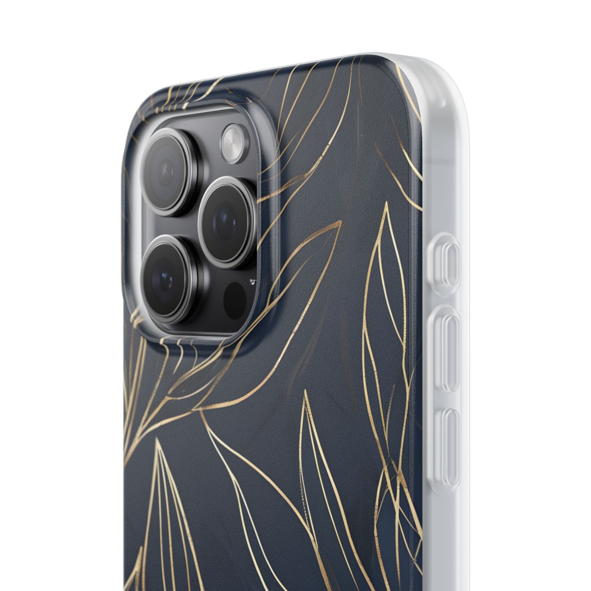Gilded Navy Foliage · Soft Phone Case for iPhone