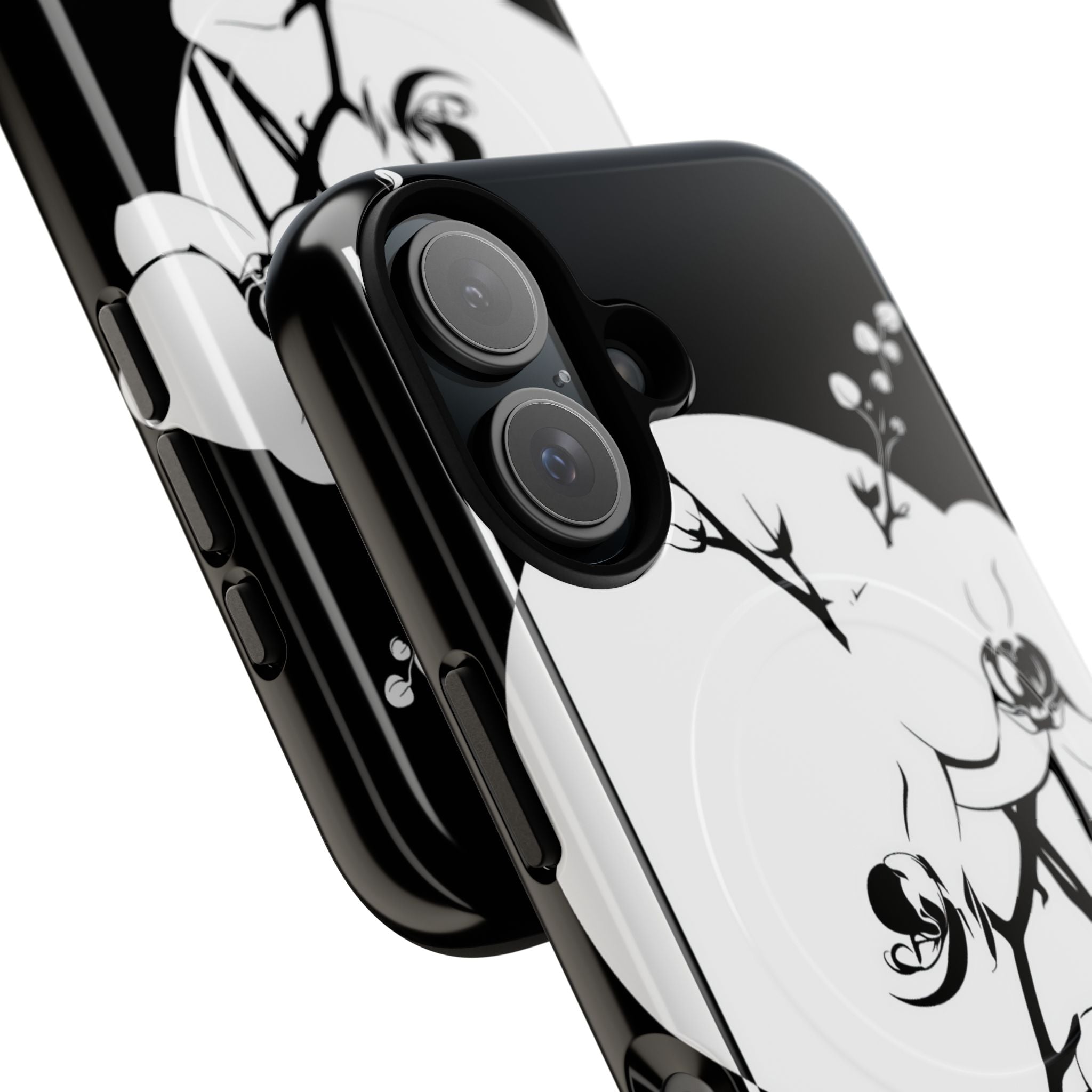 Black Tough 2.0 Magsafe Phone Case for iPhone - Lunar Orchid Grid