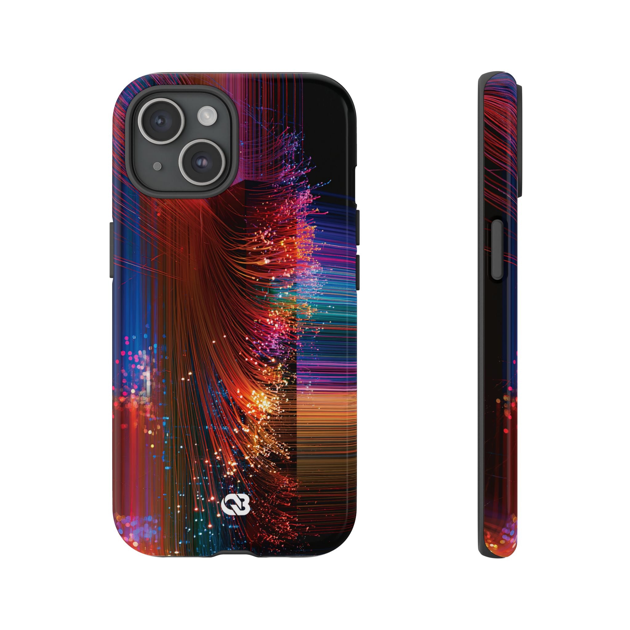 Black Tough Phone Case for iPhone - Cyber Optic Streak