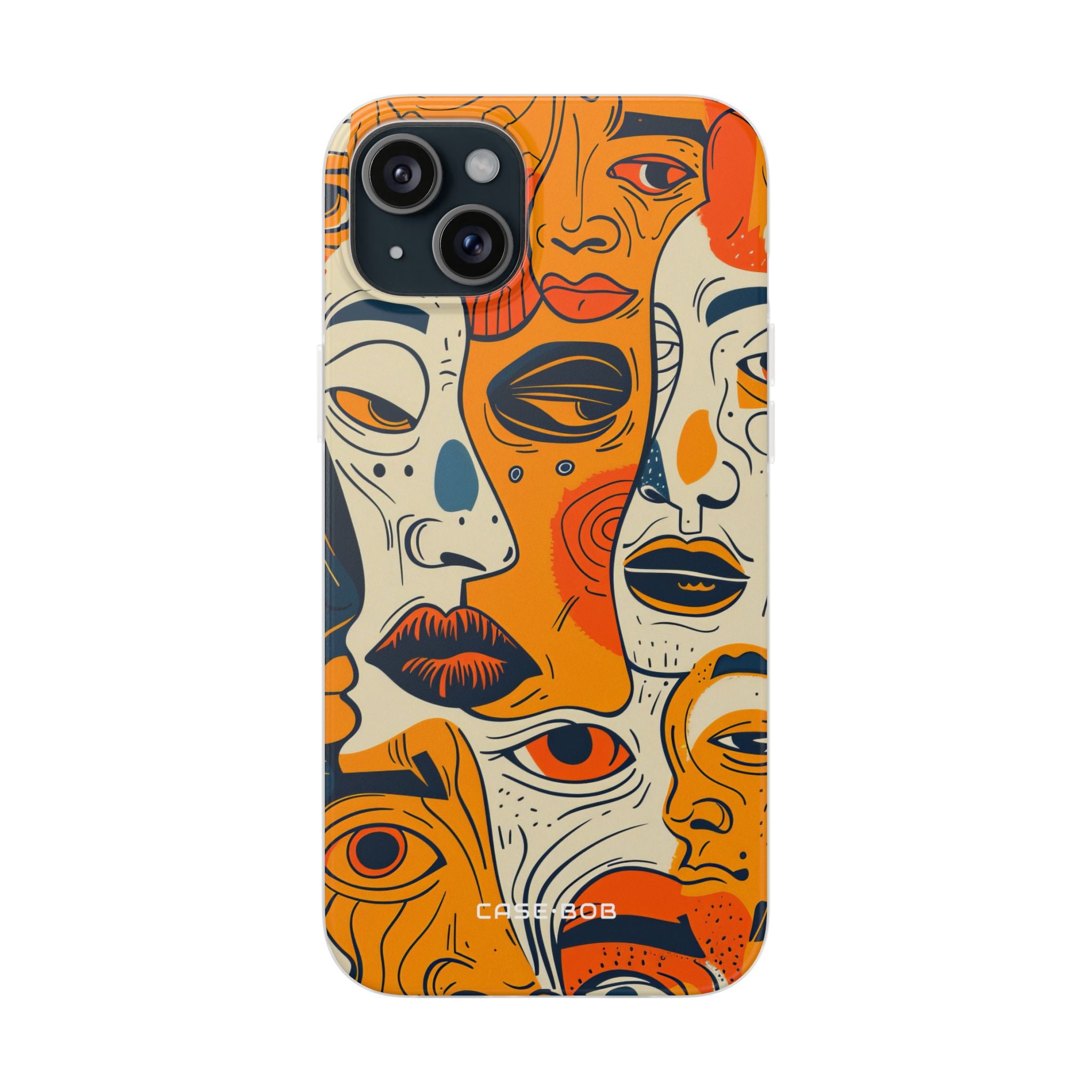 Tangled Faces Sunset iPhone 15 Plus Cover - Soft