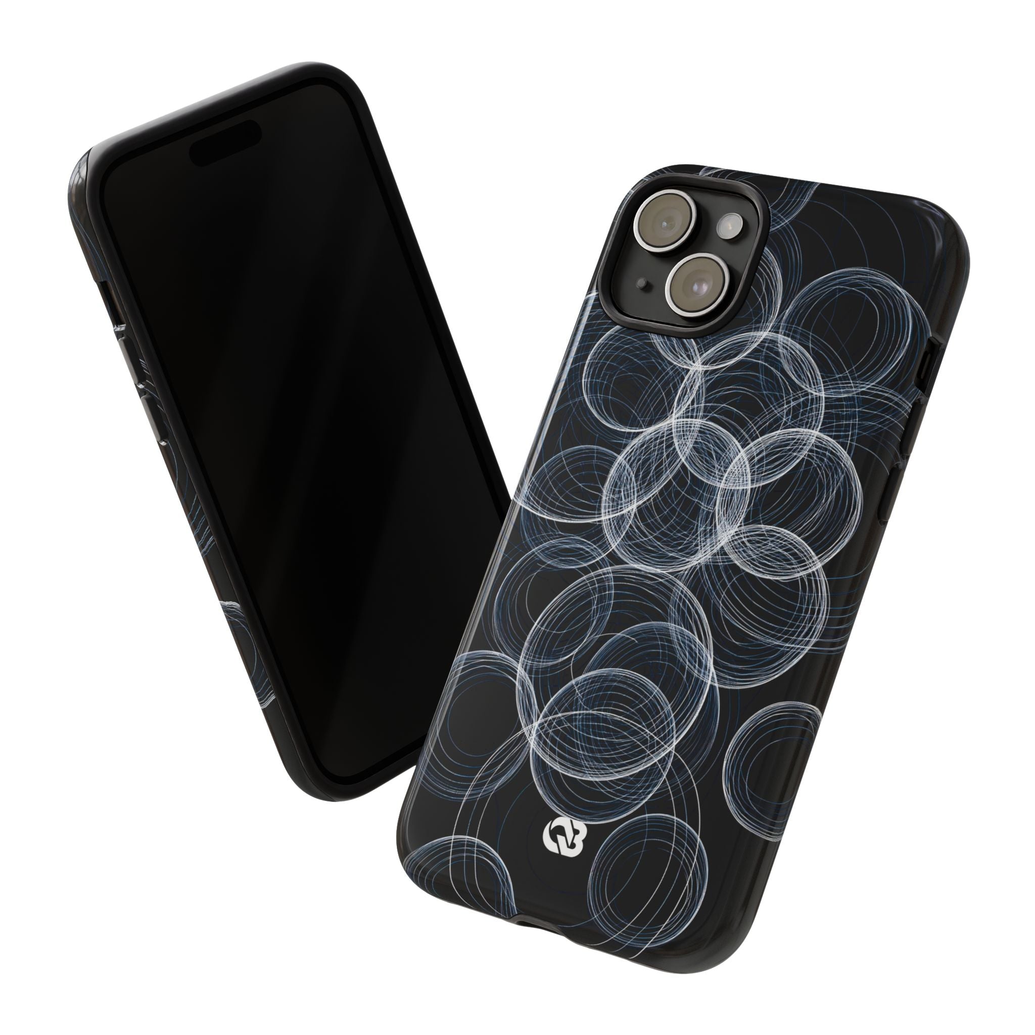 Black Tough Phone Case for iPhone - Frosted Ring Matrix