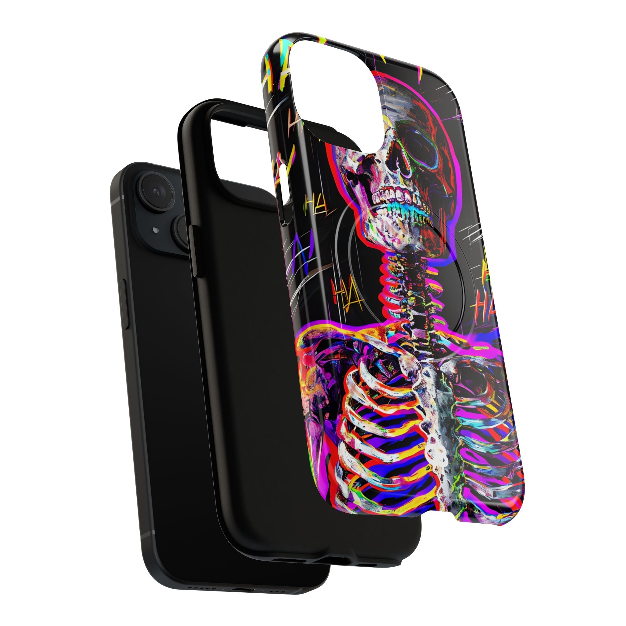 Neon Glitch Skeleton · Tough+ Coque de téléphone pour iPhone · Magsafe