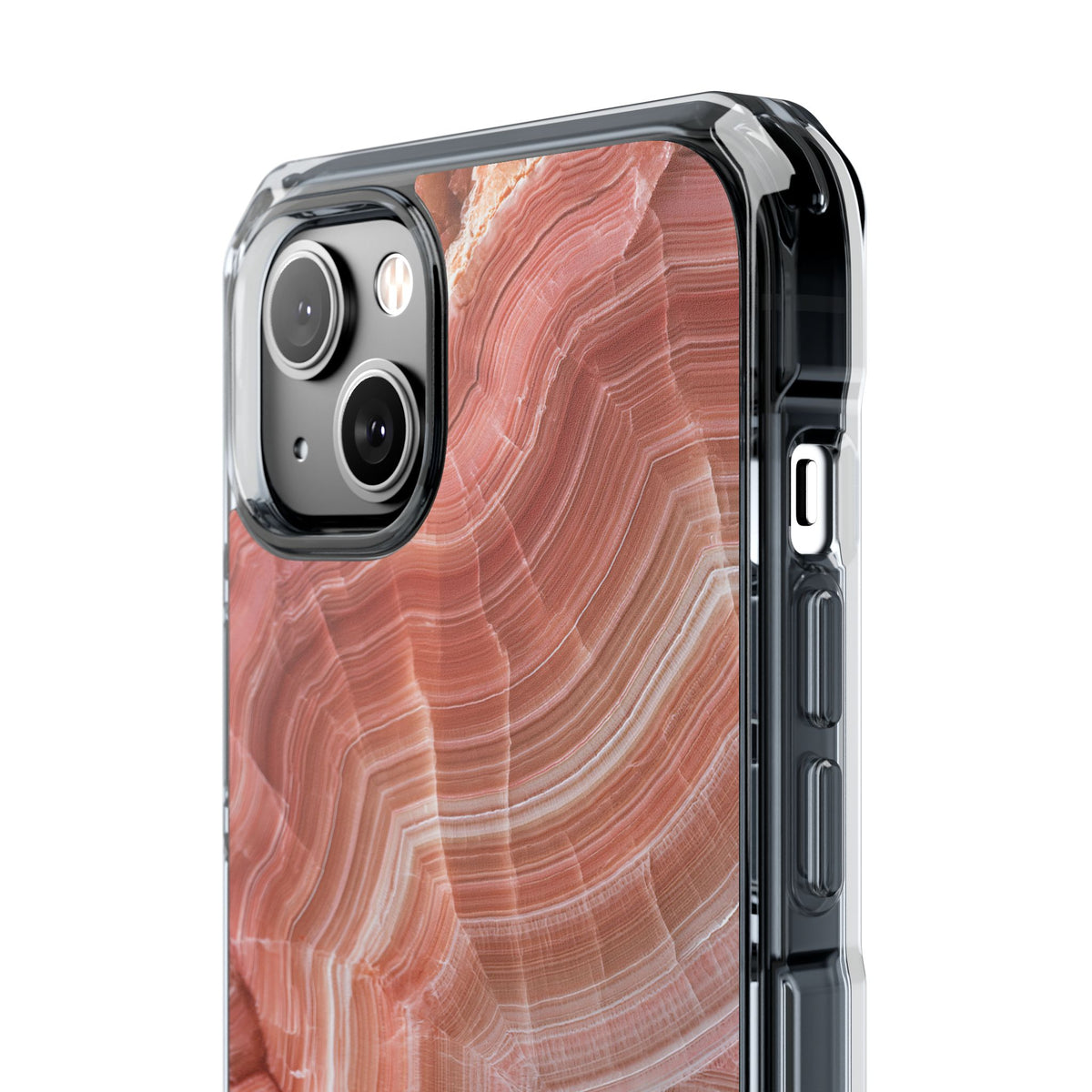 Blushing Rose Strata · Clear Impact Magnetic Phone Case for iPhone · Pink