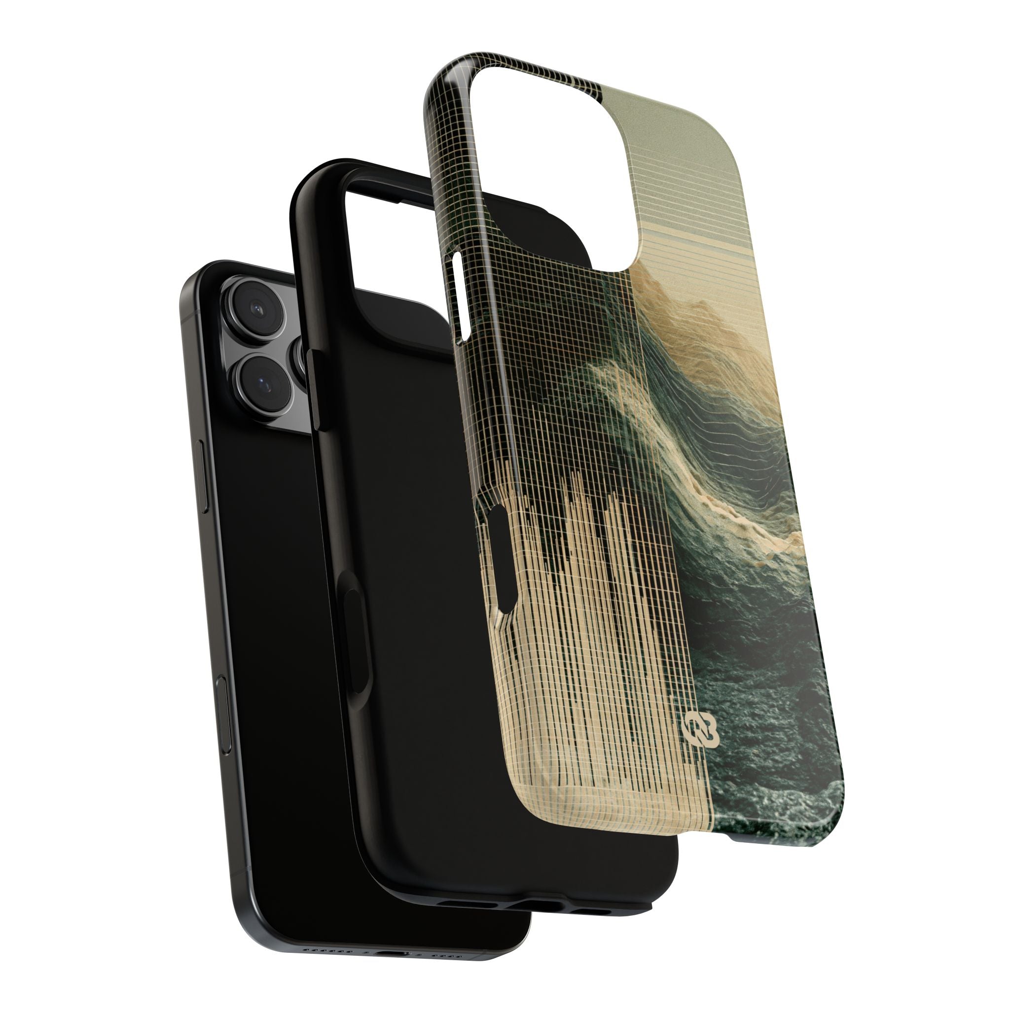 Beige Tough Phone Case for iPhone - Veridian Data Ridge