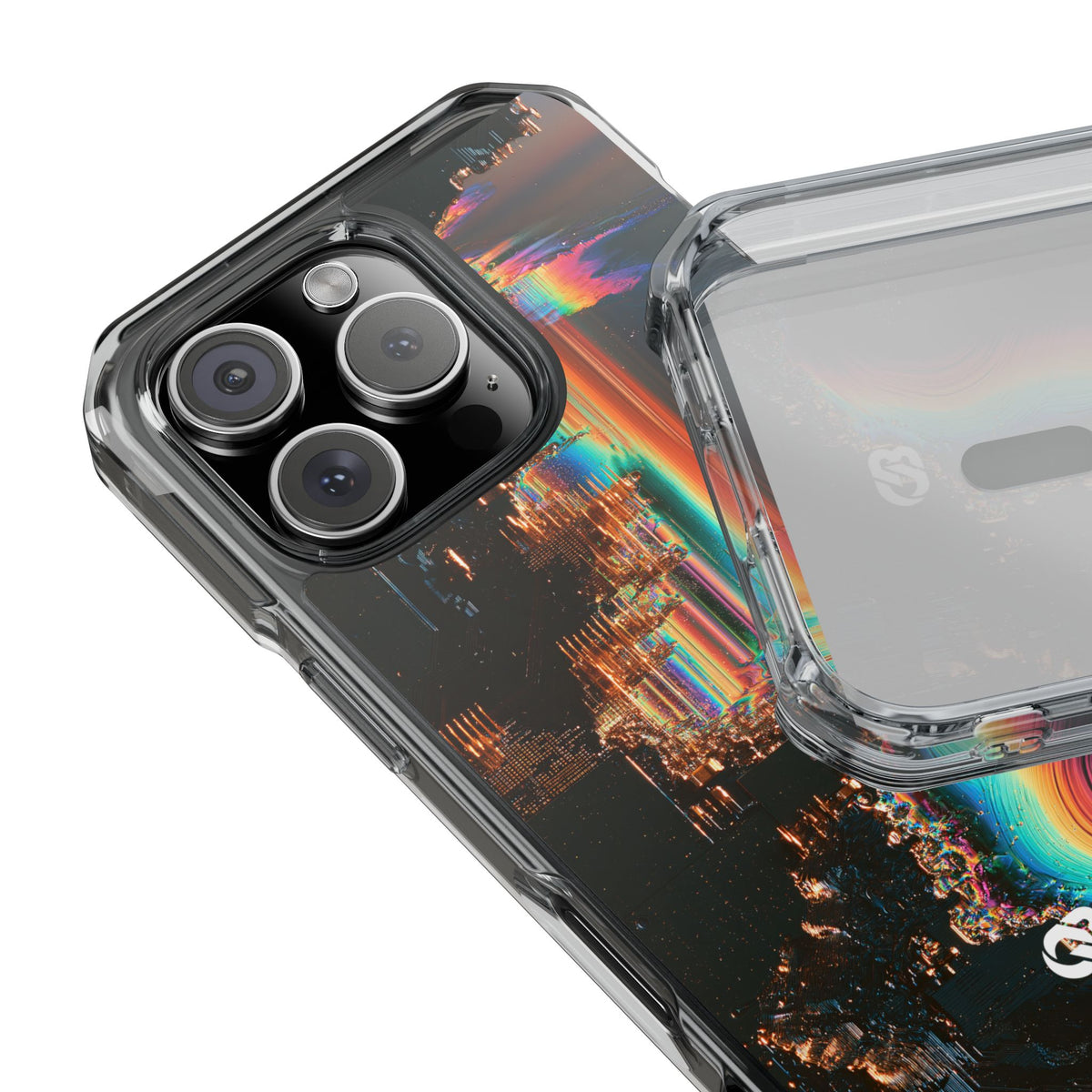 Prismatic Circuit · Clear Impact Magnetic Phone Case for iPhone · Black