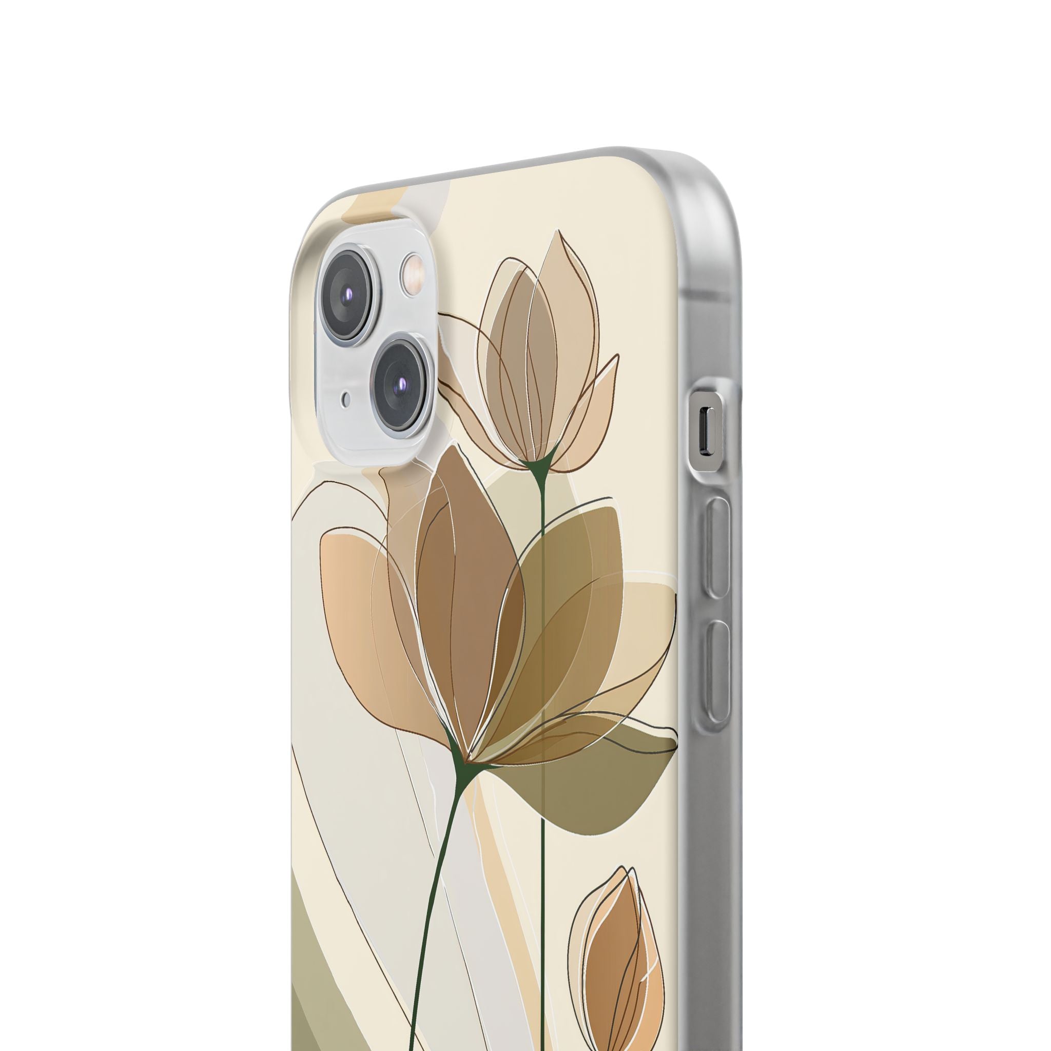 Beige Lite Phone Case for iPhone - Muted Ochre Petals
