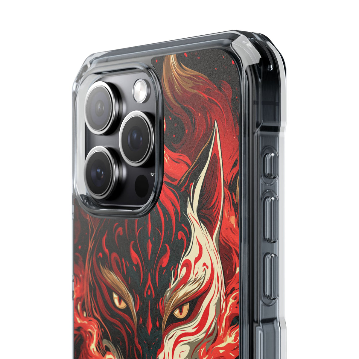 Crimson Kitsune Spirit · Clear Impact Magnetic Phone Case for iPhone · Red