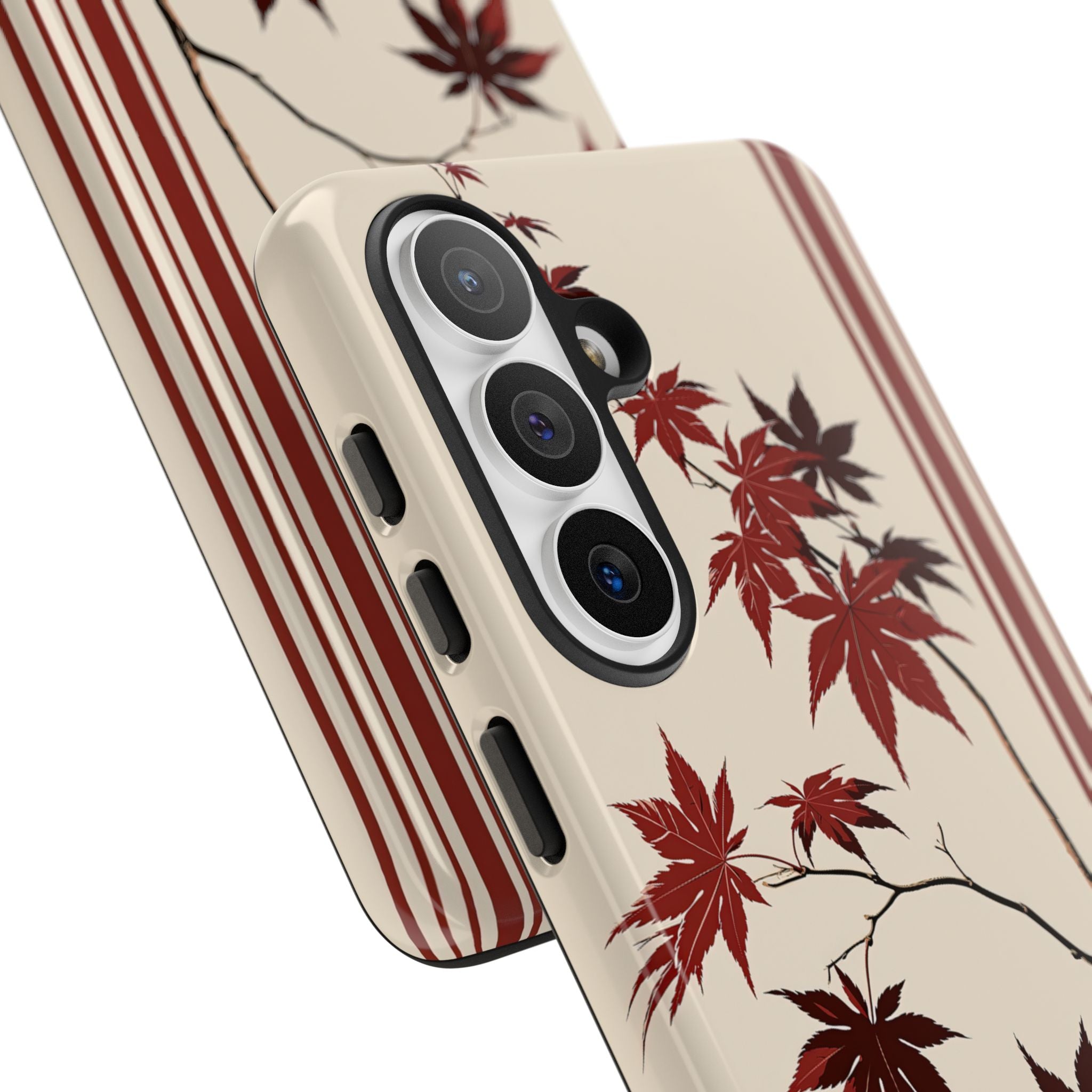 Red Tough Phone Case for Samsung - Crimson Momiji Stripe