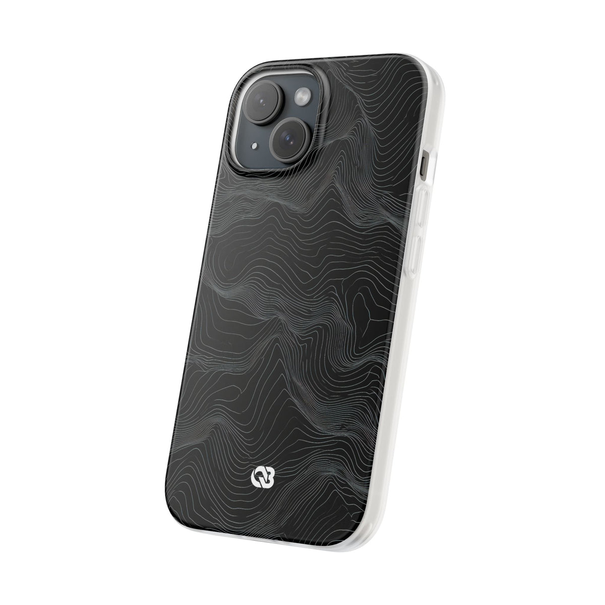 Black Lite Phone Case for iPhone - Obsidian Topo Wireframe