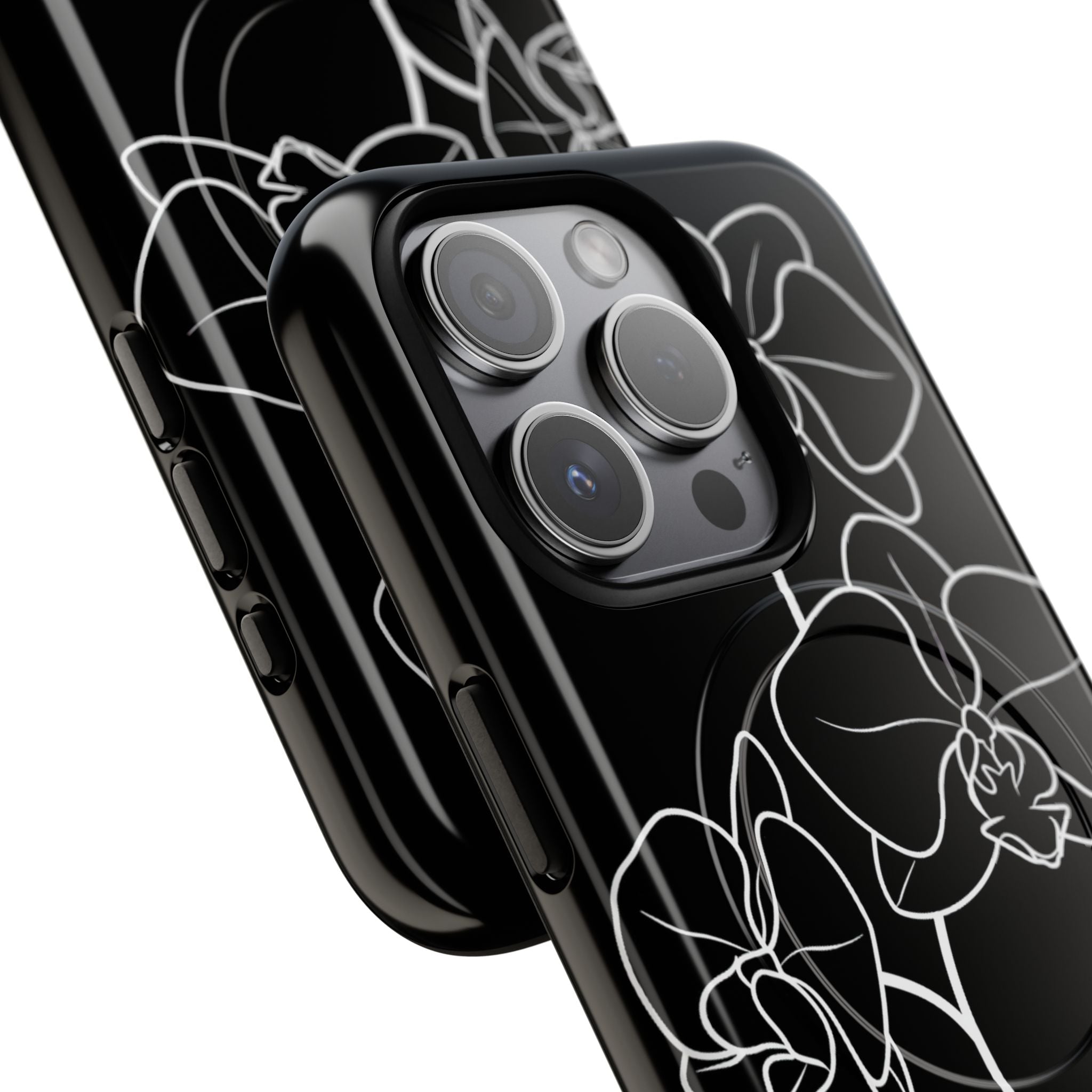 Black Tough 2.0 Magsafe Phone Case for iPhone - Noir Alabaster Orchid