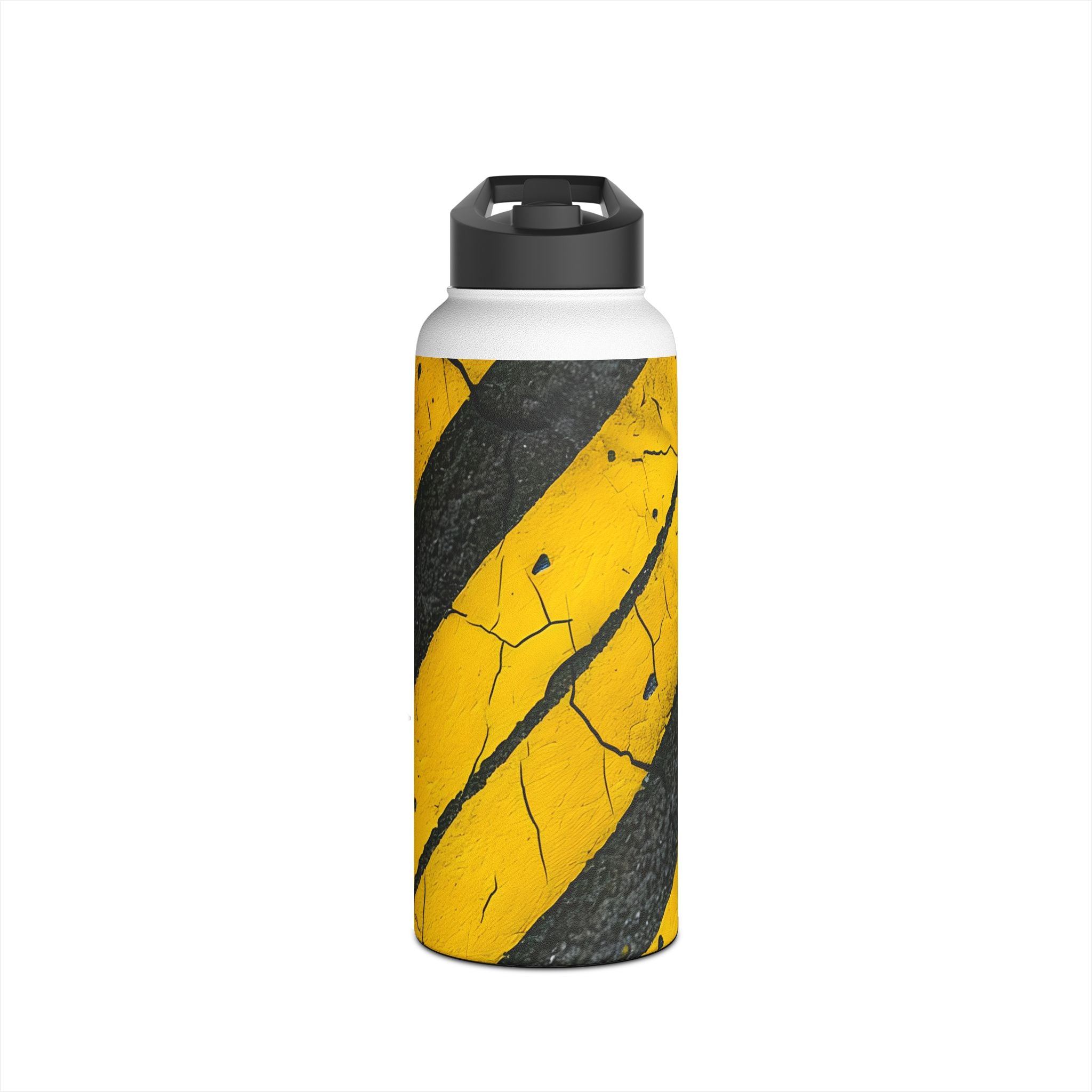 Yellow Stripes Distress - Stainless Steel Water Bottle