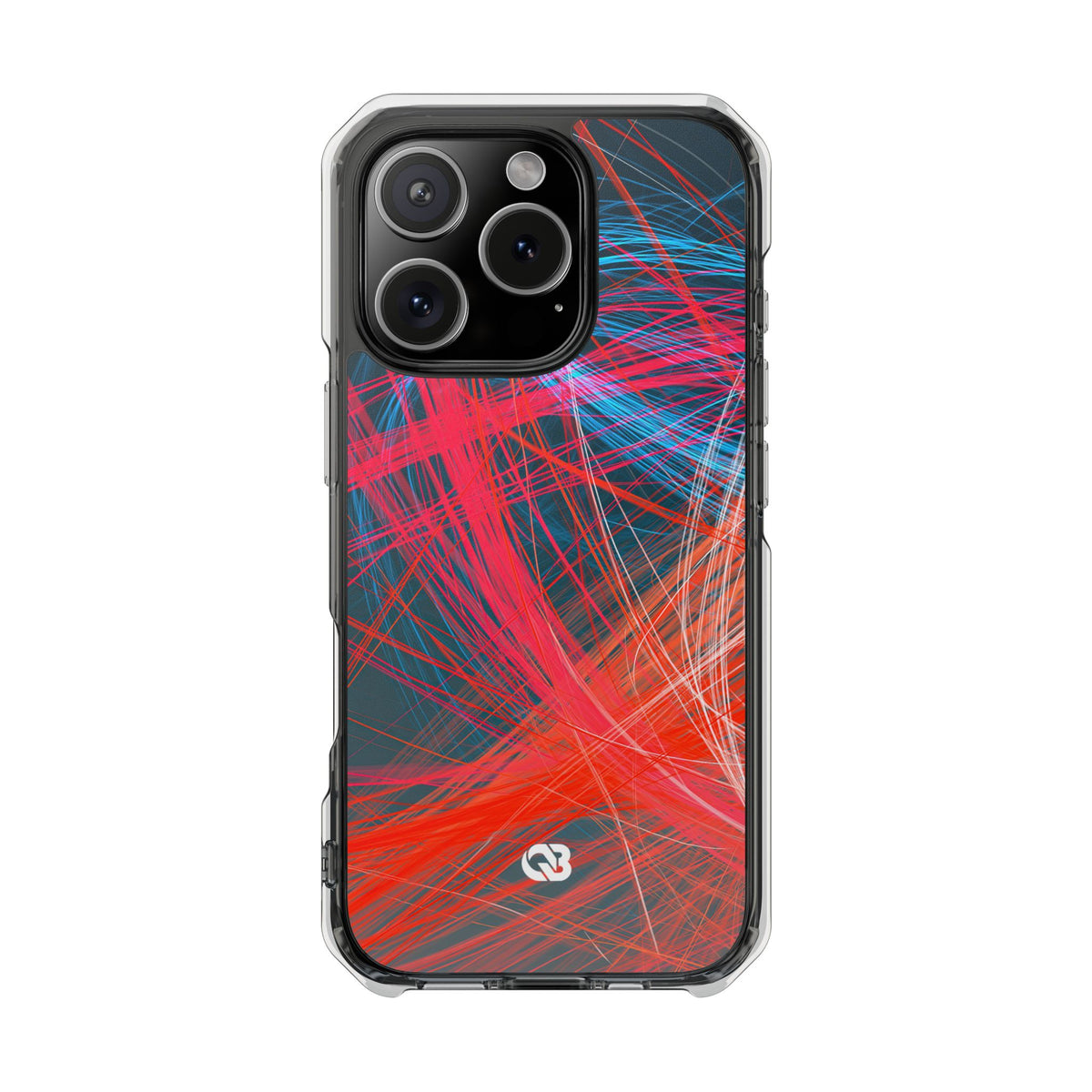 Neon Fiber Stream · Clear Impact Magnetic Phone Case for iPhone · Red