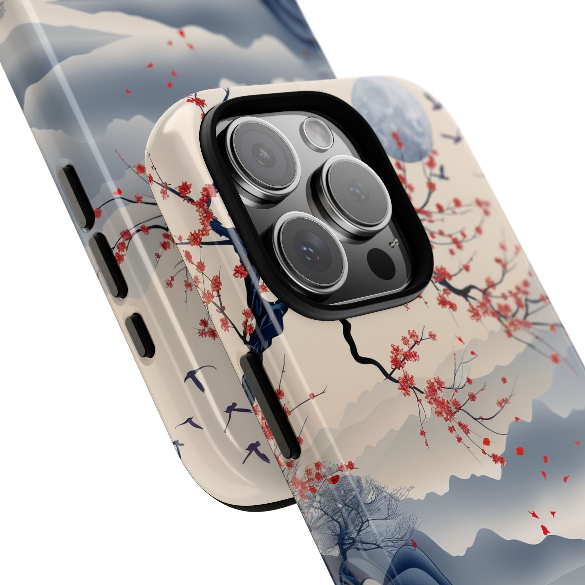 Crimson Blossom Moon iPhone 16 Pro Case - Tough