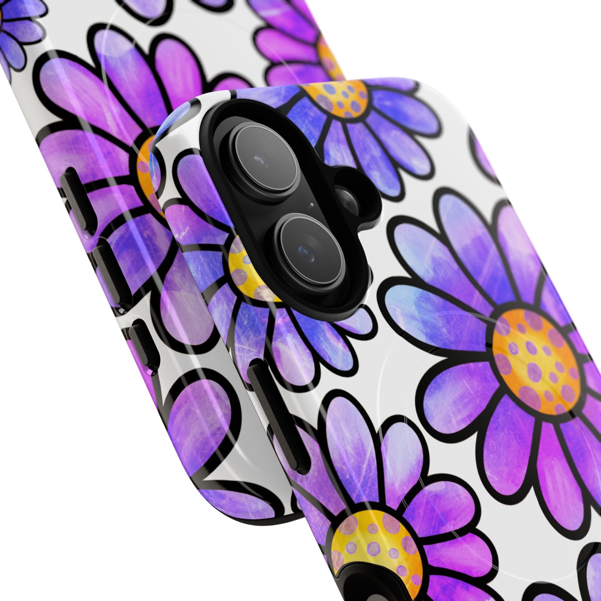 Violet Grunge Bloom · Tough+ Handyhülle für iPhone · Magsafe
