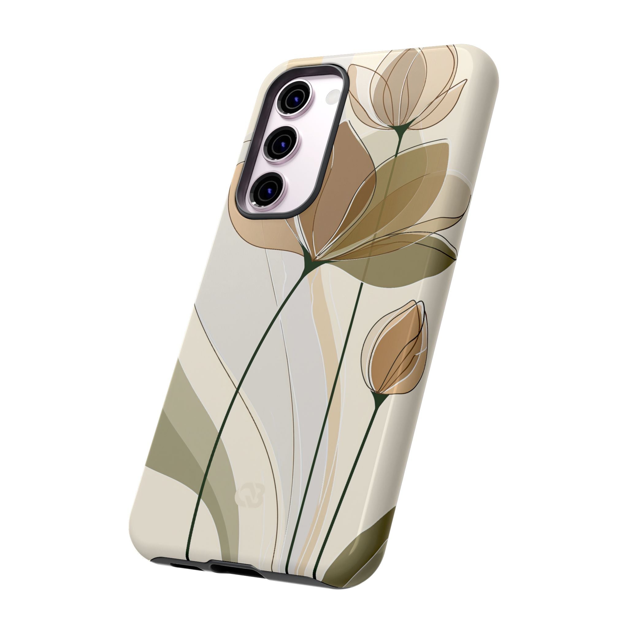 Beige Tough Phone Case for Samsung - Muted Ochre Petals