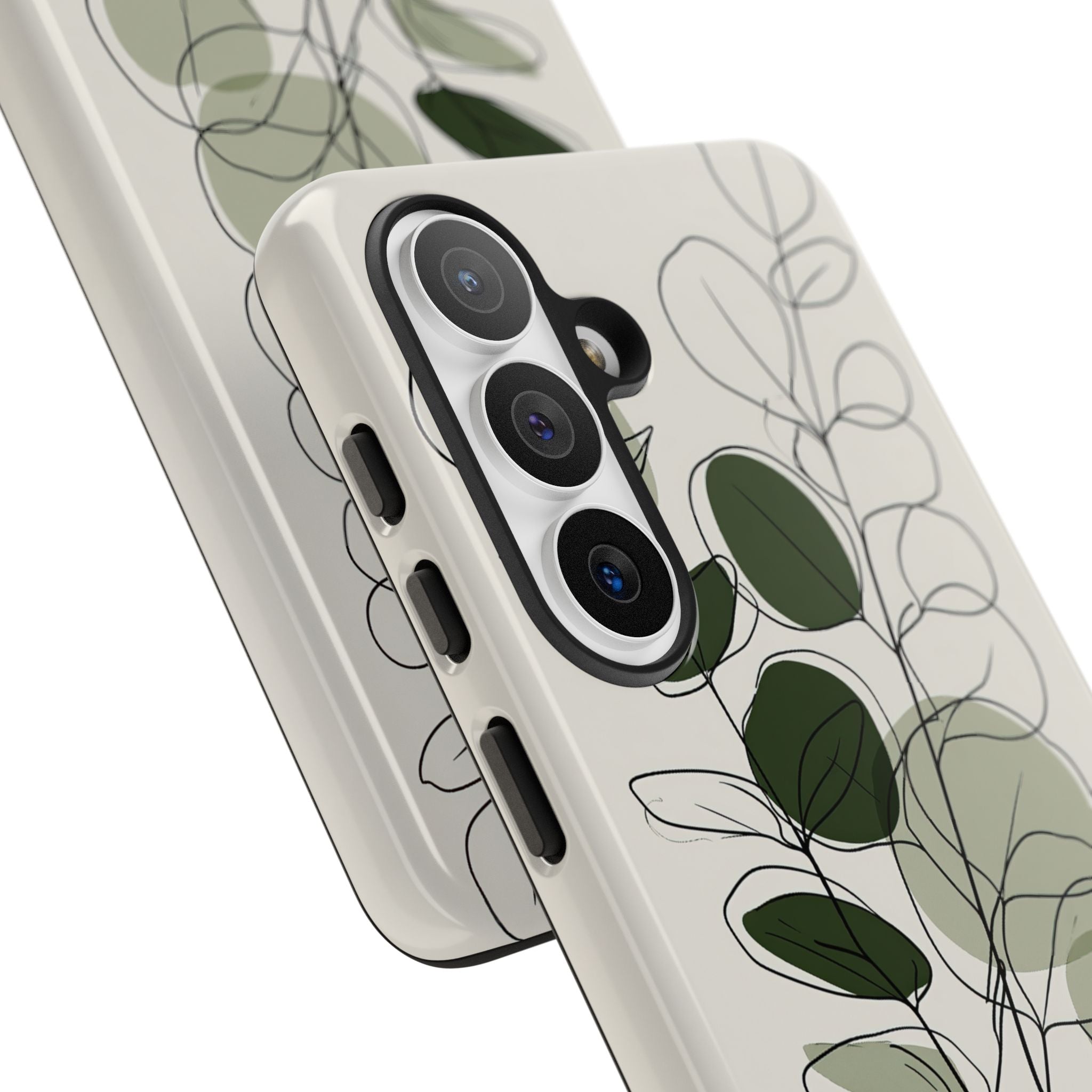 Green Tough Phone Case for Samsung - Muted Eucalyptus Sketch