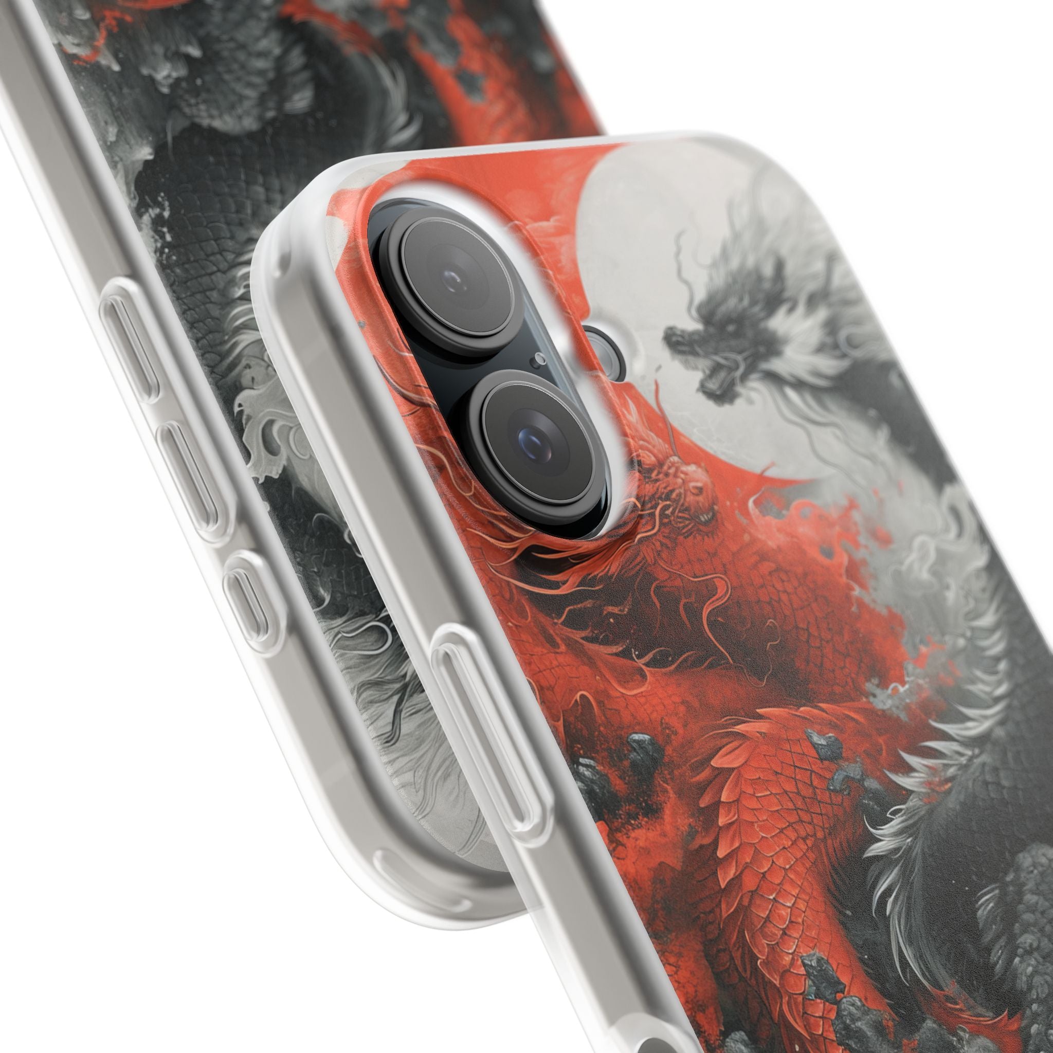 Twin Dragons Crimson iPhone 16 Case - Soft