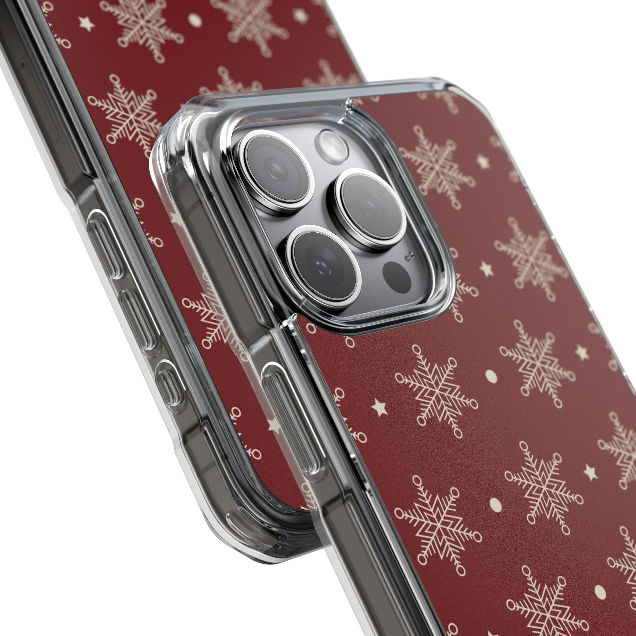 Cream Snowflake Crimson iPhone 15 Pro Max Case - Impact