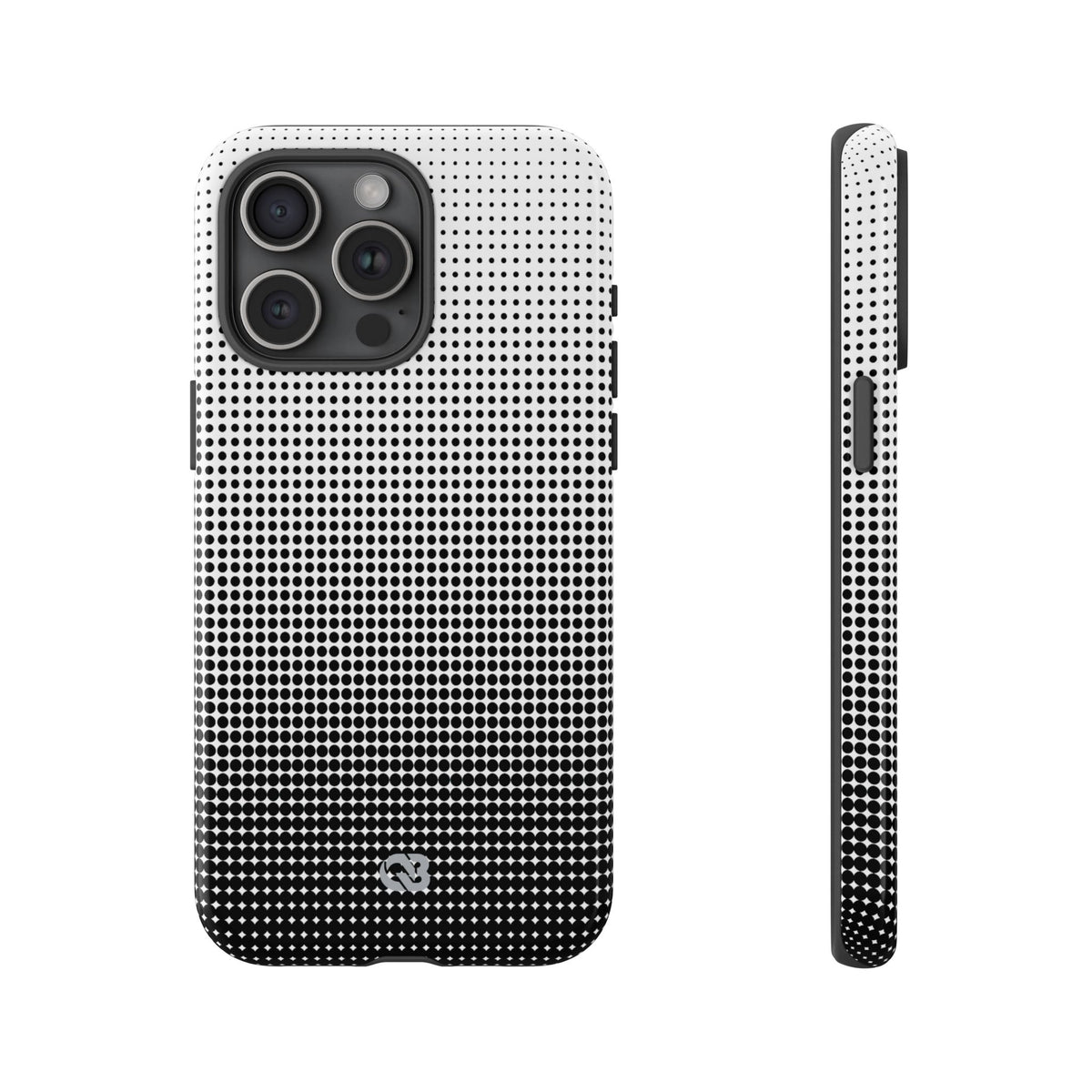 Black Tough Phone Case for iPhone - Obsidian Halftone Flux