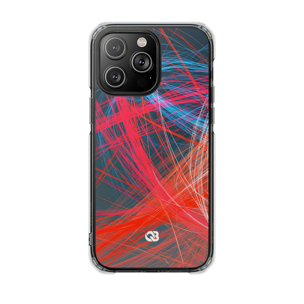 Neon Fiber Stream · Clear Impact Magnetic Phone Case for iPhone · Red