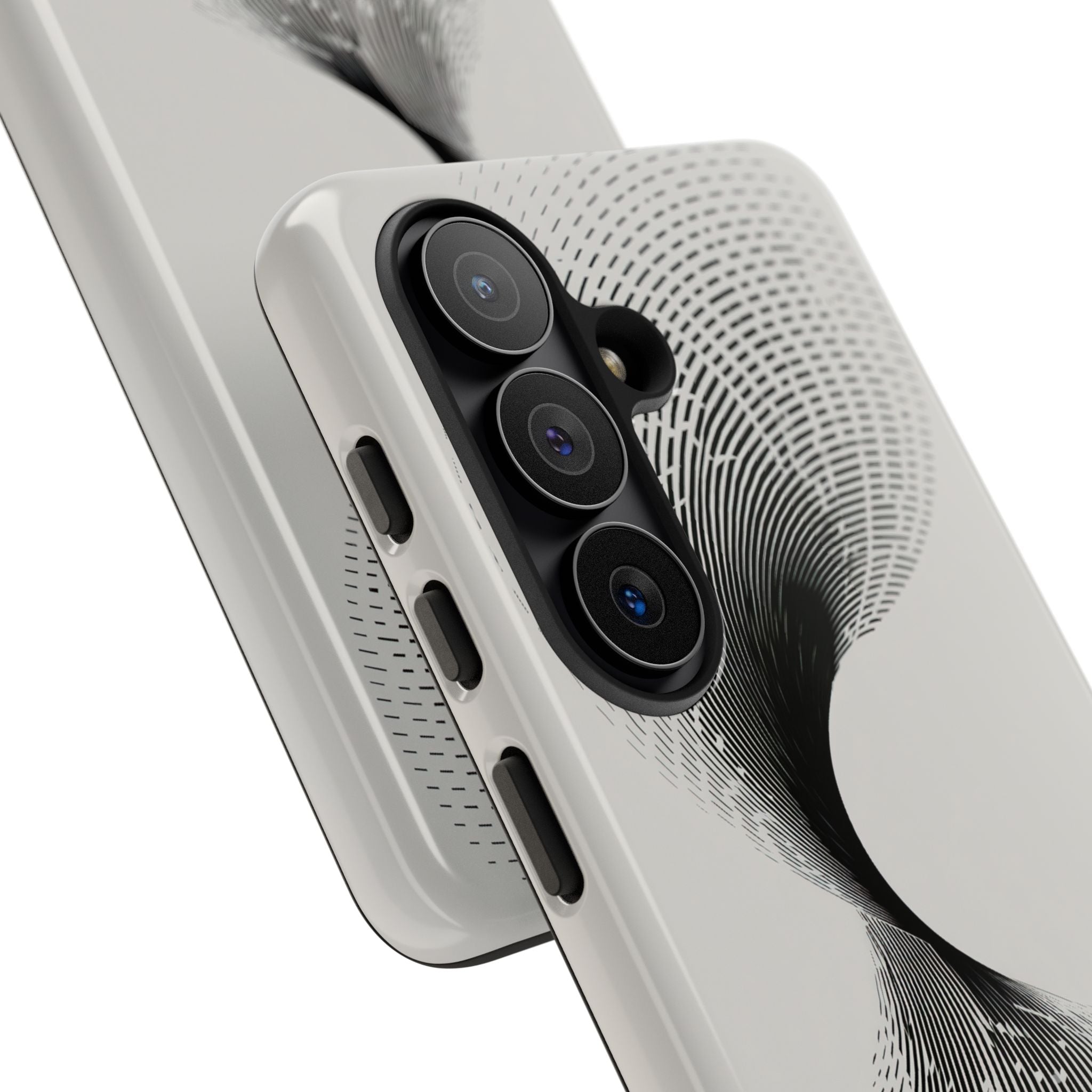 White Tough Phone Case for Samsung - Linear Torsion Grid