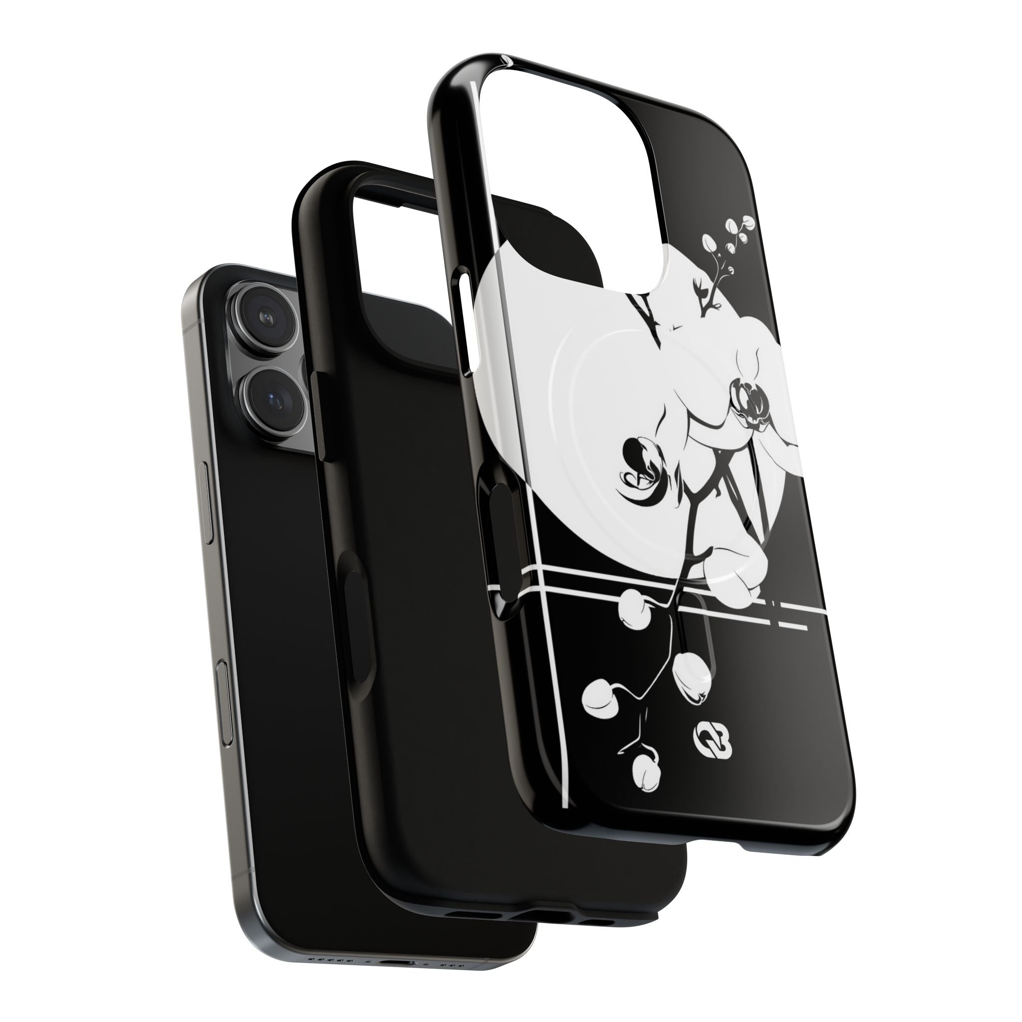 Black Tough 2.0 Magsafe Phone Case for iPhone - Lunar Orchid Grid
