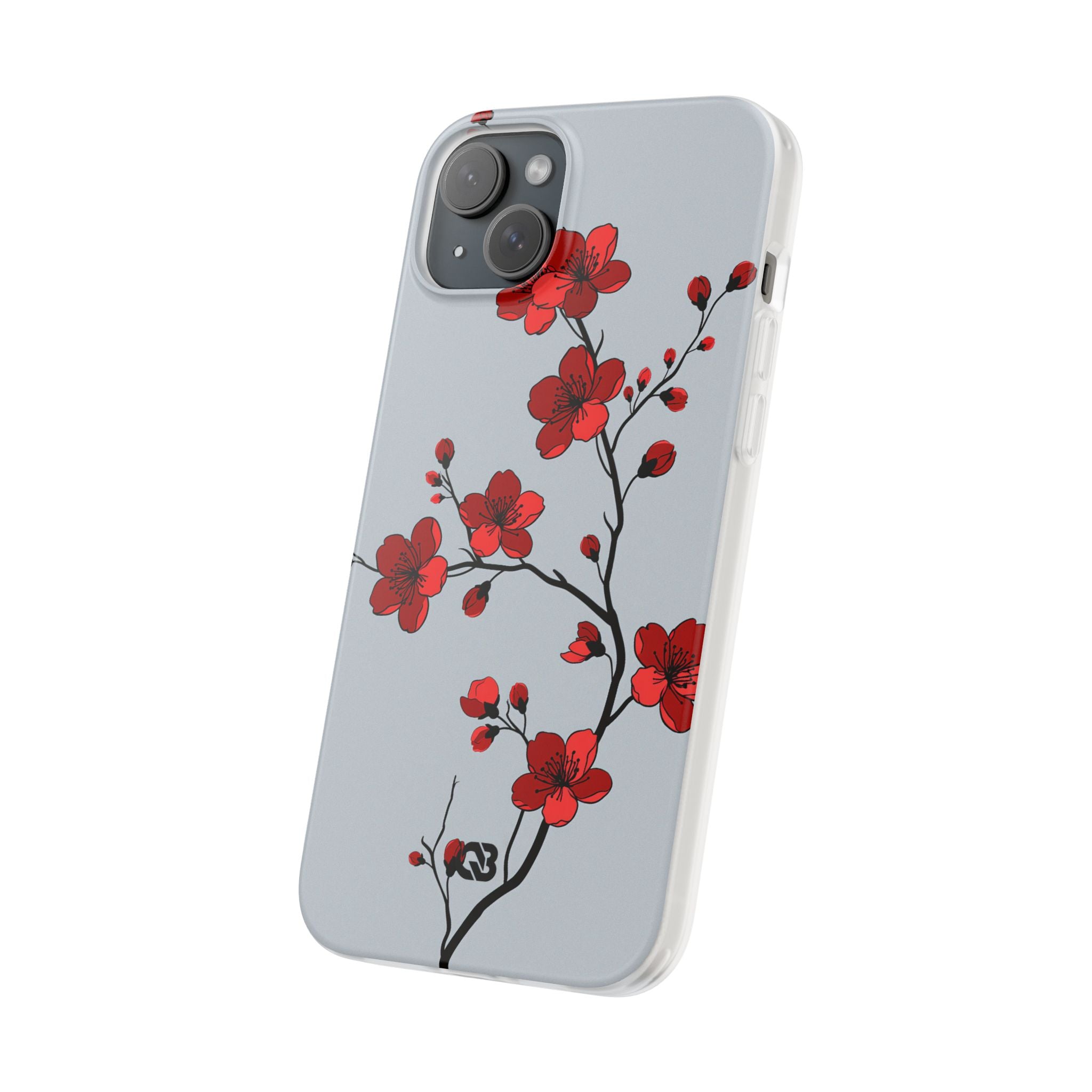 Grey Lite Phone Case for iPhone - Crimson Blossom Onyx