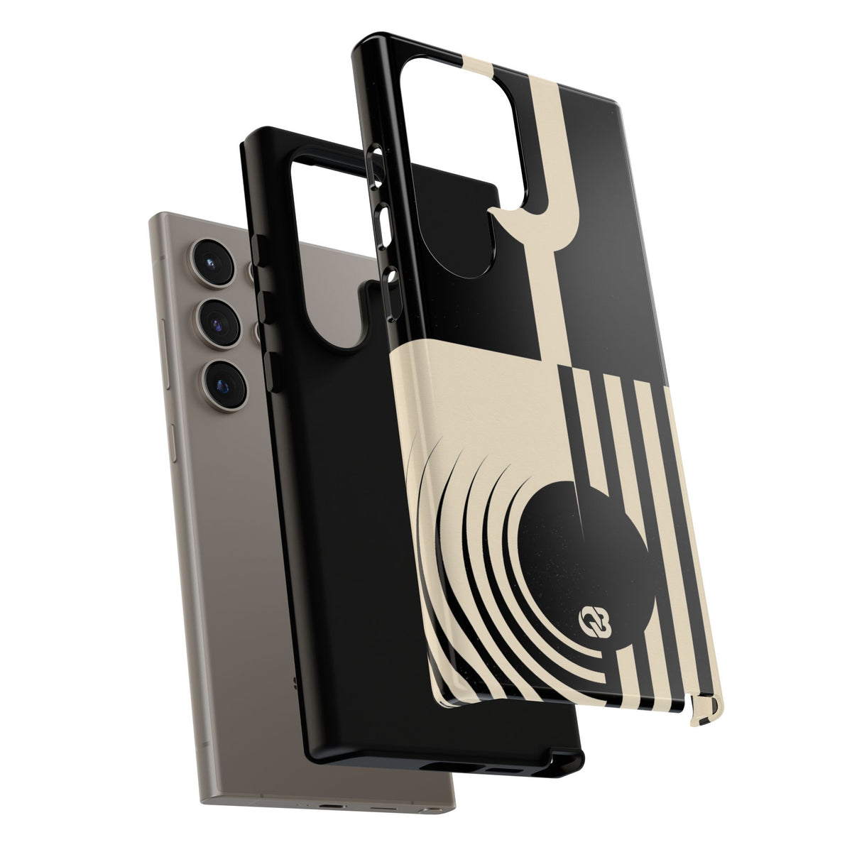 Black Tough Phone Case for Samsung - Ivory Signal Grid