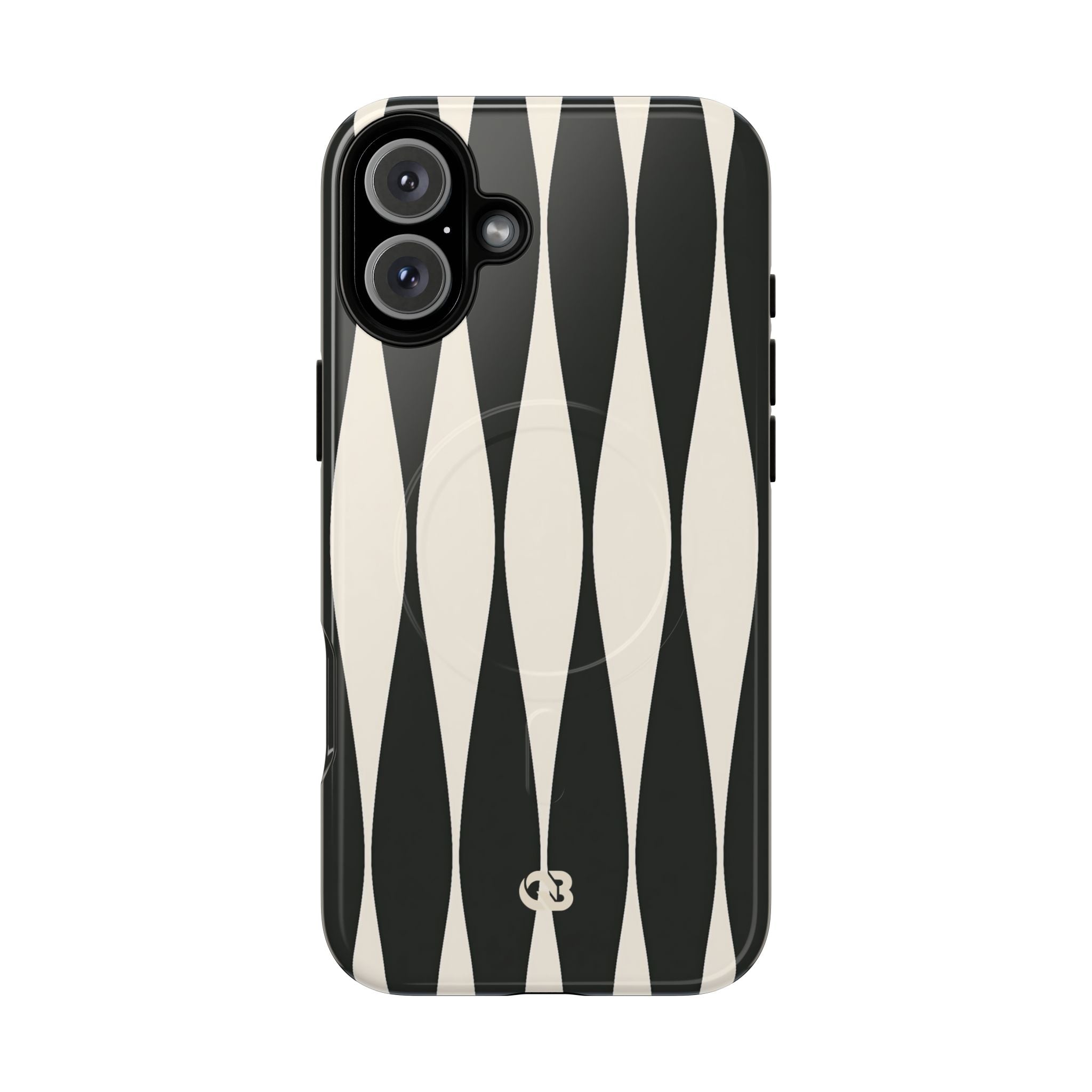 Black Tough 2.0 Magsafe Phone Case for iPhone - Ivory Spindle Grid