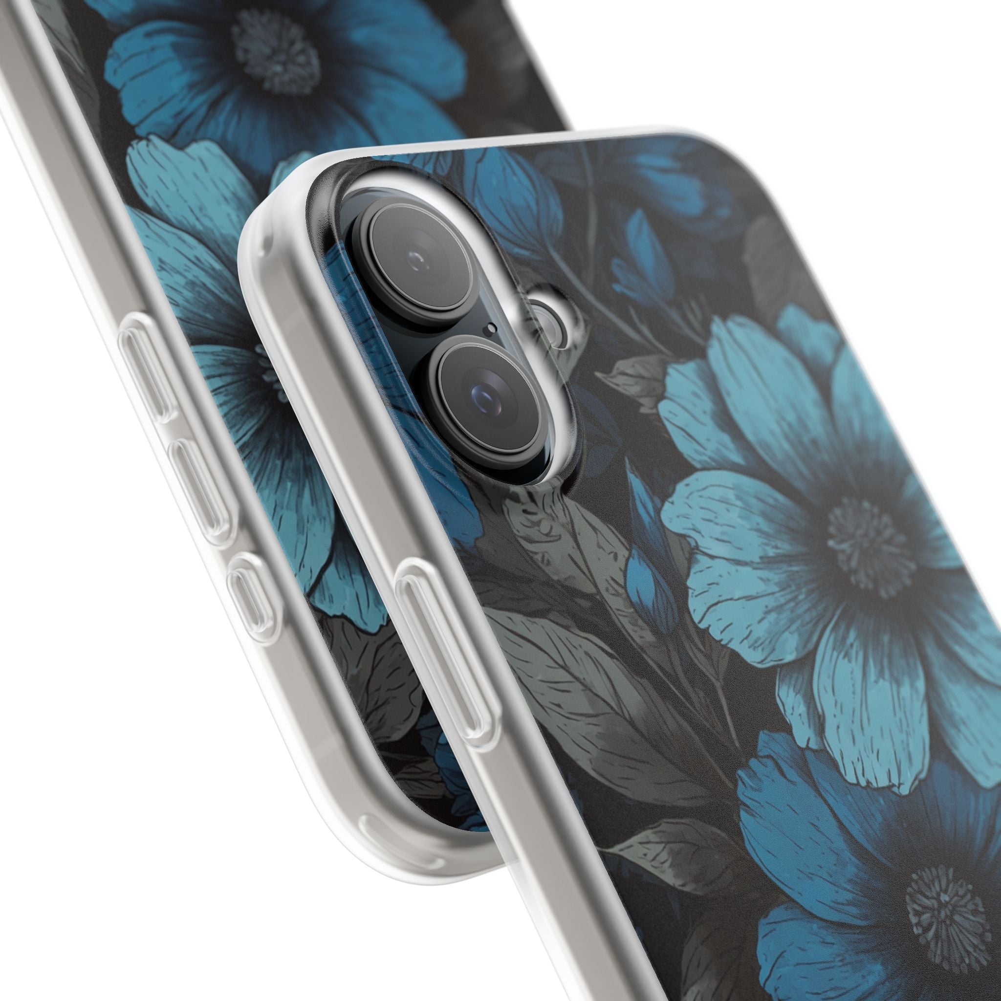 Obsidian Blue Petals · Soft Phone Case for iPhone