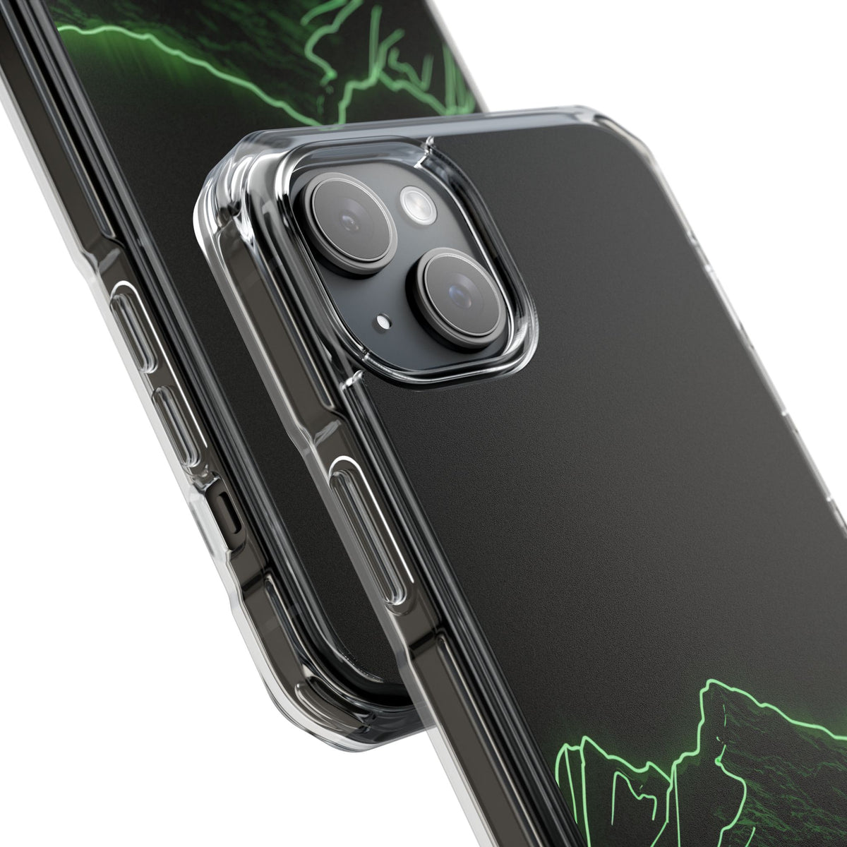 Nordic Mountain Contour · Clear Impact Magnetic Phone Case for iPhone · Black