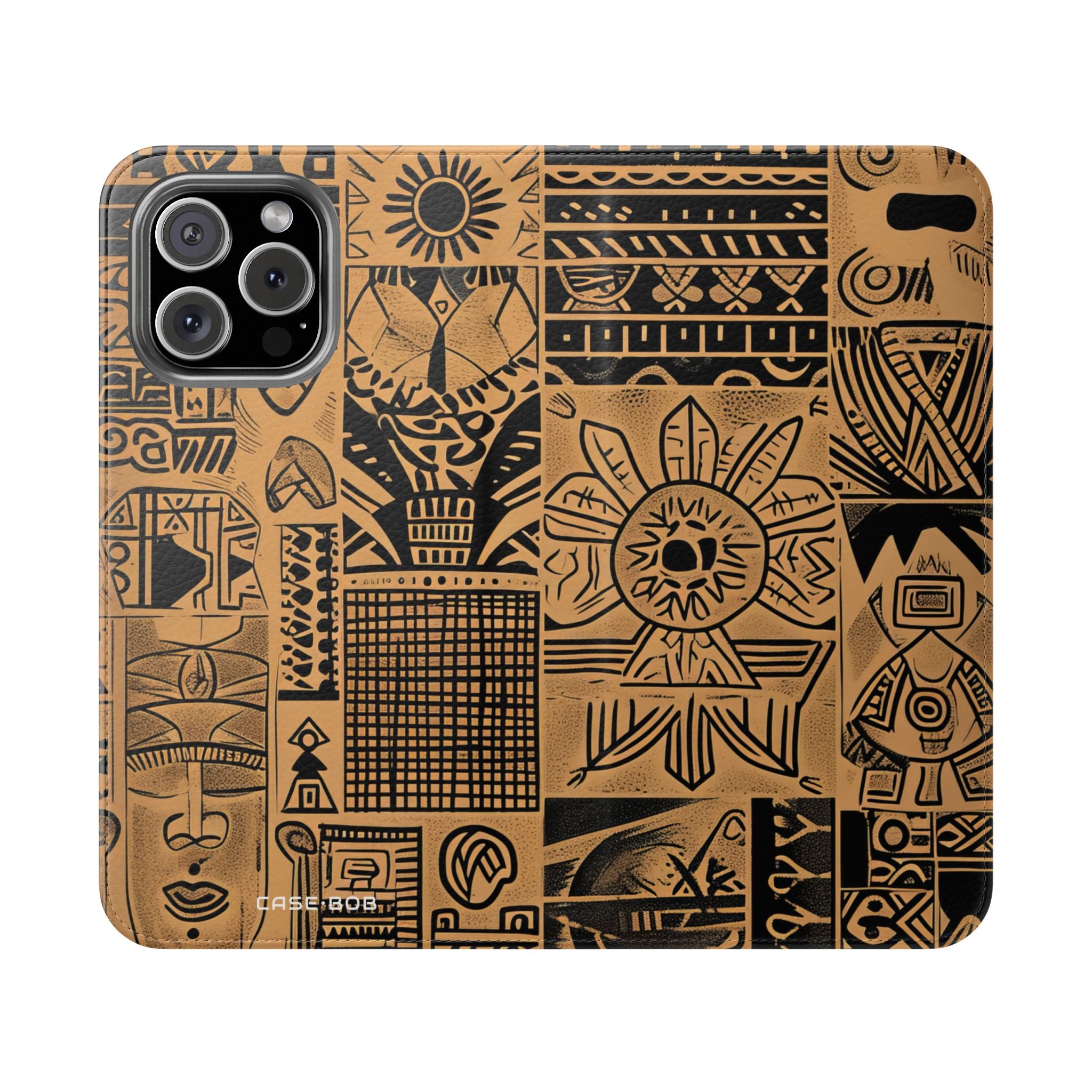 Celestial Faces Brown - iPhone 16 Max Case - Wallet