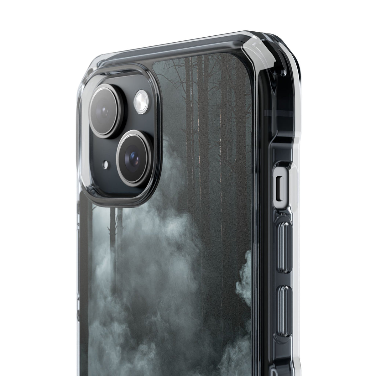 Shadowed Pine Mist · Clear Impact Magnetic Phone Case for iPhone · Black