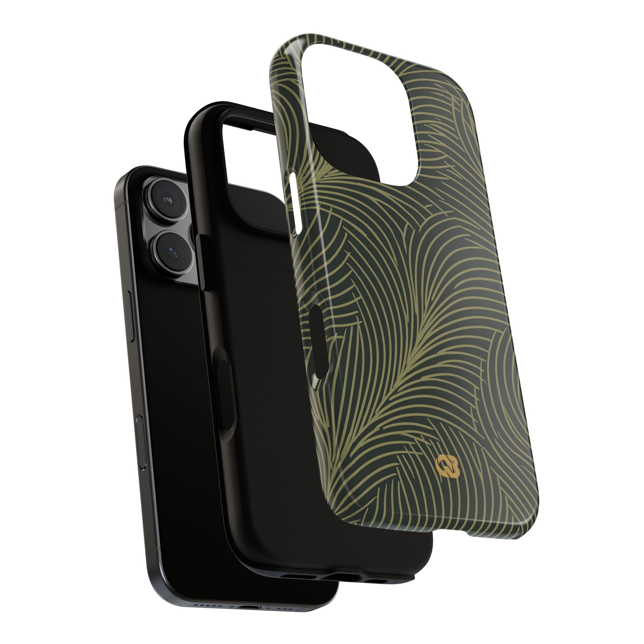 Green Tough Phone Case for iPhone - Dark Olive Plume