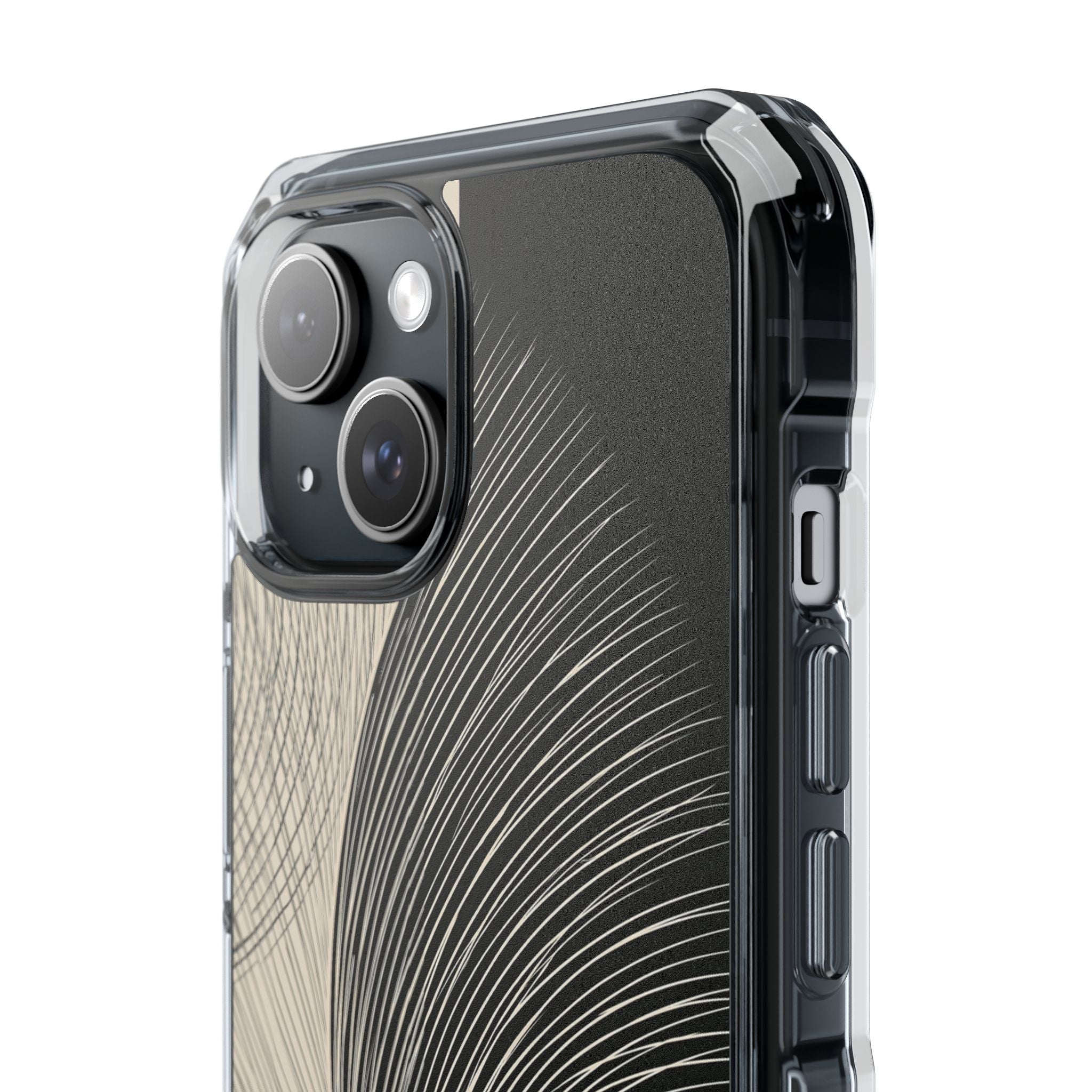 Beige Impact MagSafe Phone Case for iPhone - Obsidian Cream Plume