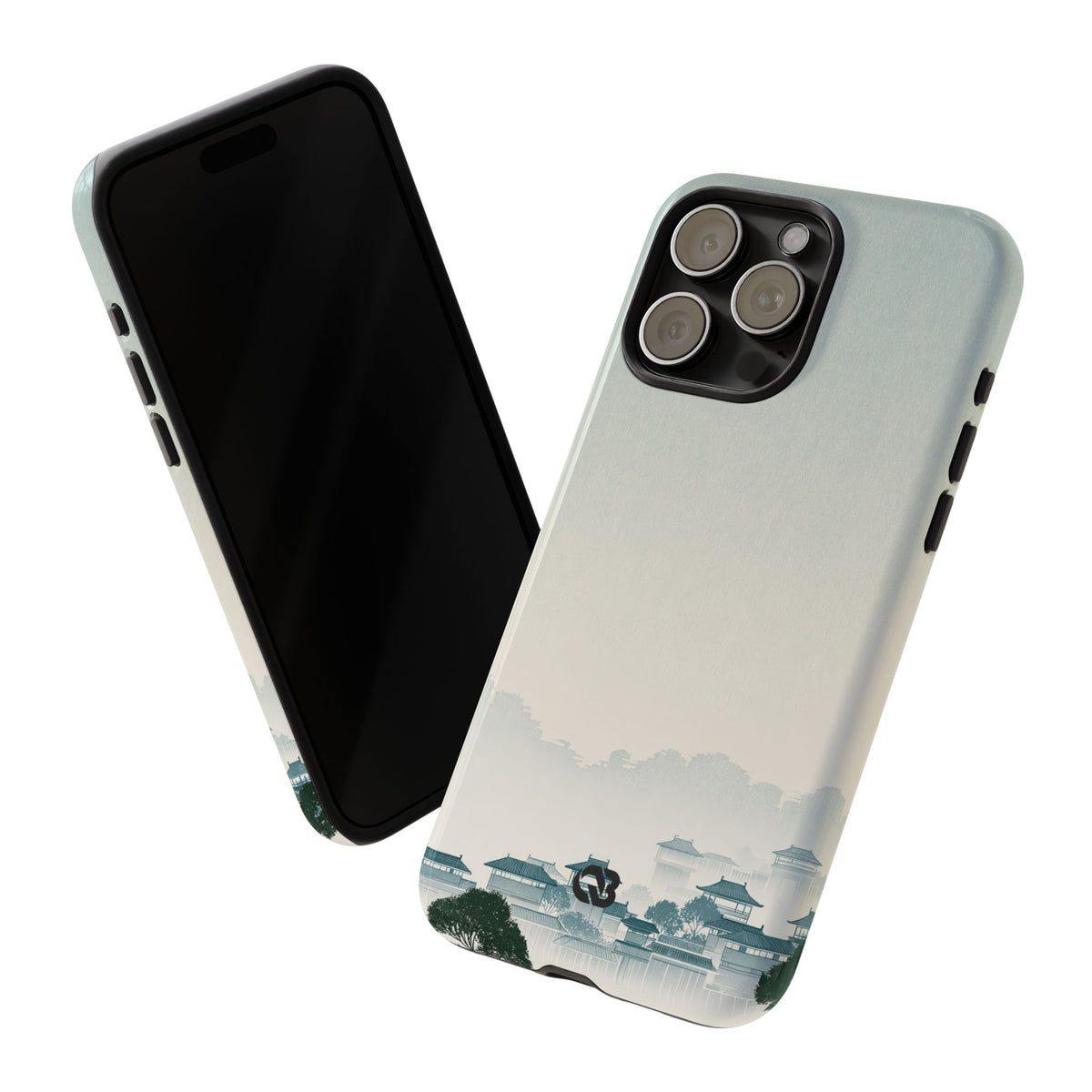 Blue Tough Phone Case for iPhone - Mist Valley Pagoda