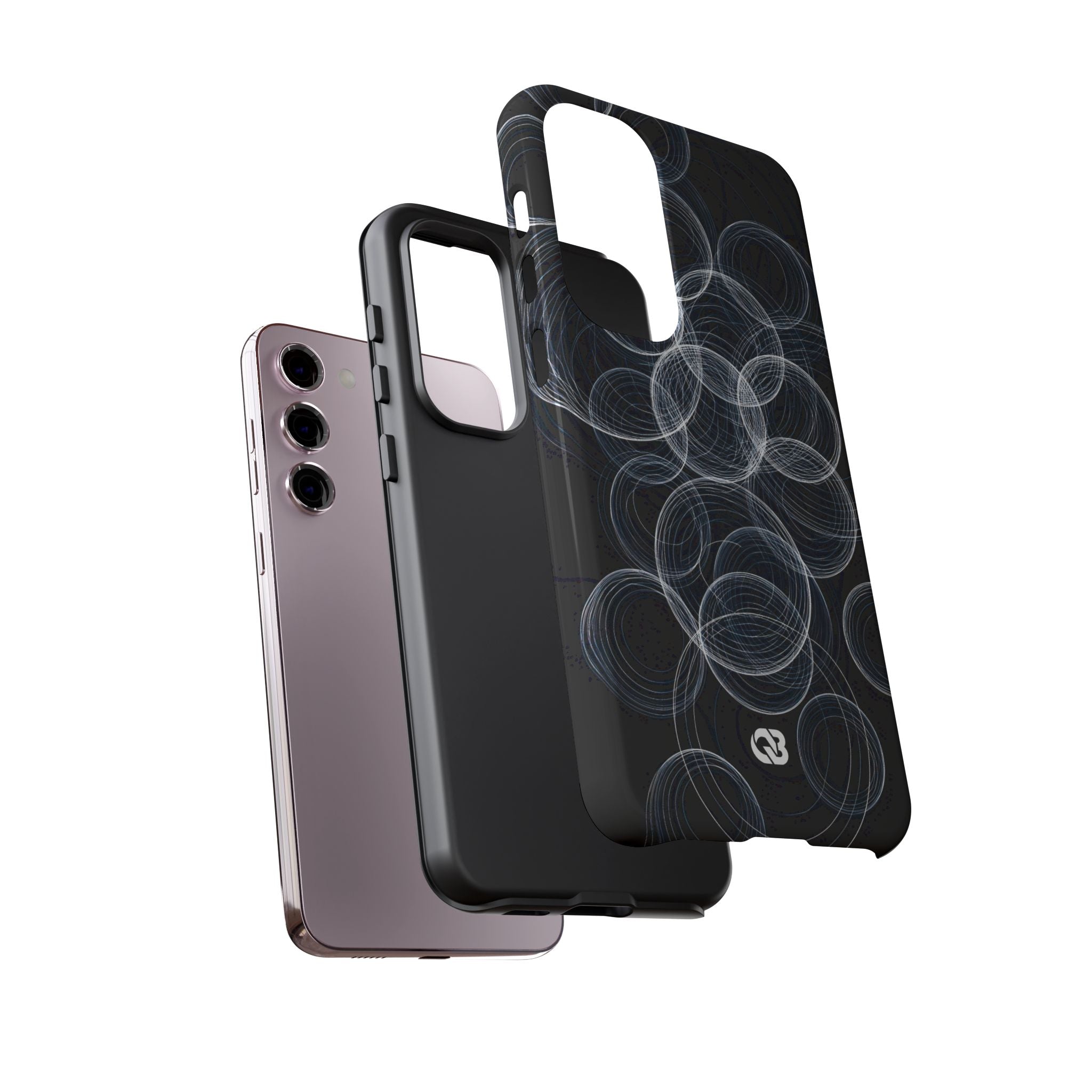 Black Tough Phone Case for Samsung - Frosted Ring Matrix
