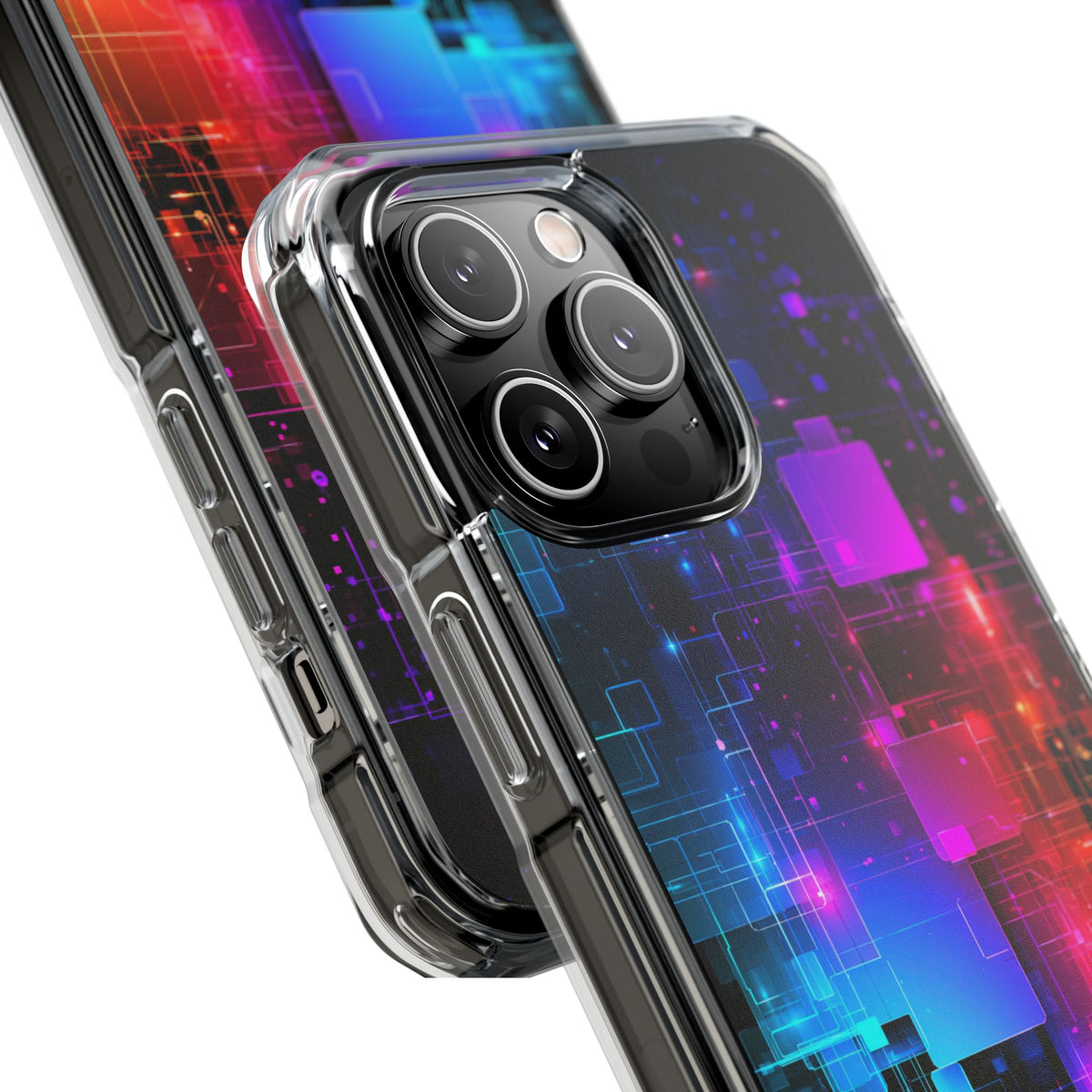 Spectral Circuit Grid · Clear Impact Magnetic Phone Case for iPhone · Black