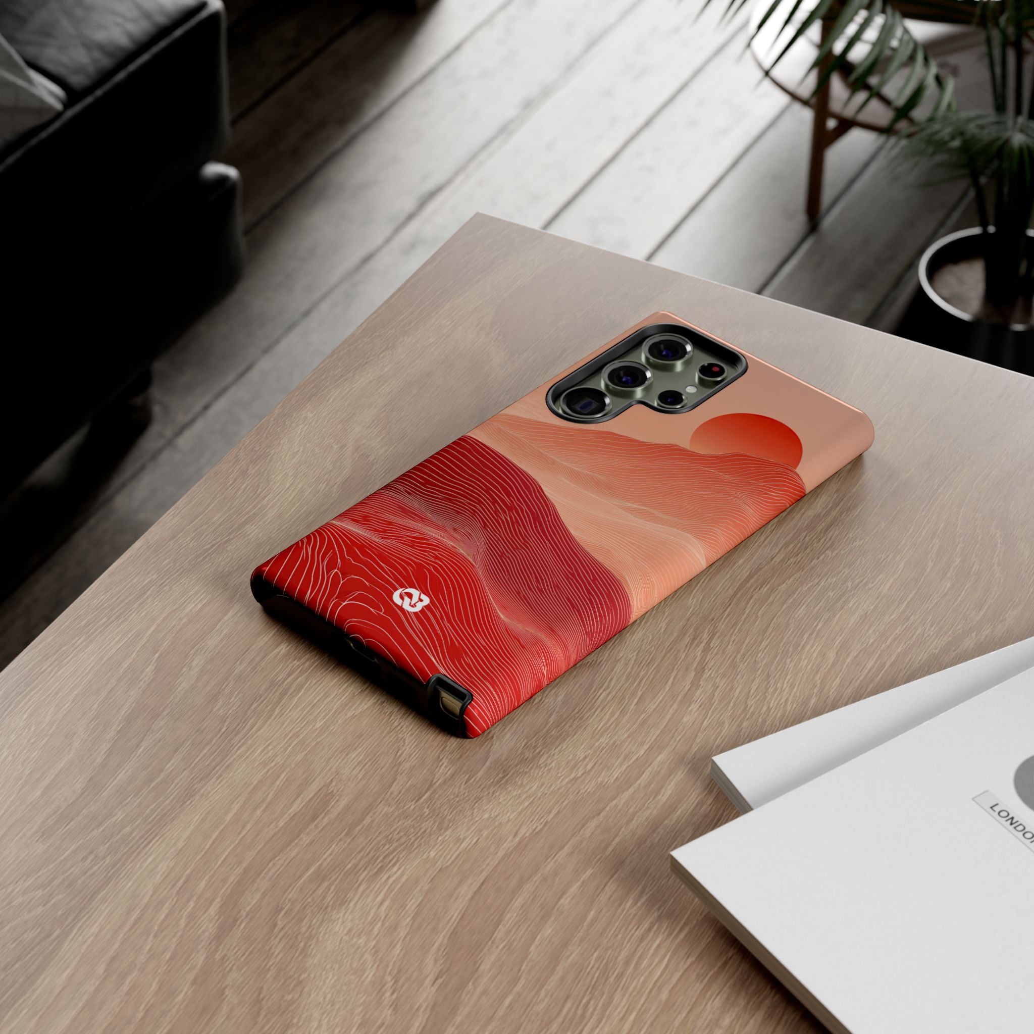 Red Tough Phone Case for Samsung - Crimson Ridge Lines