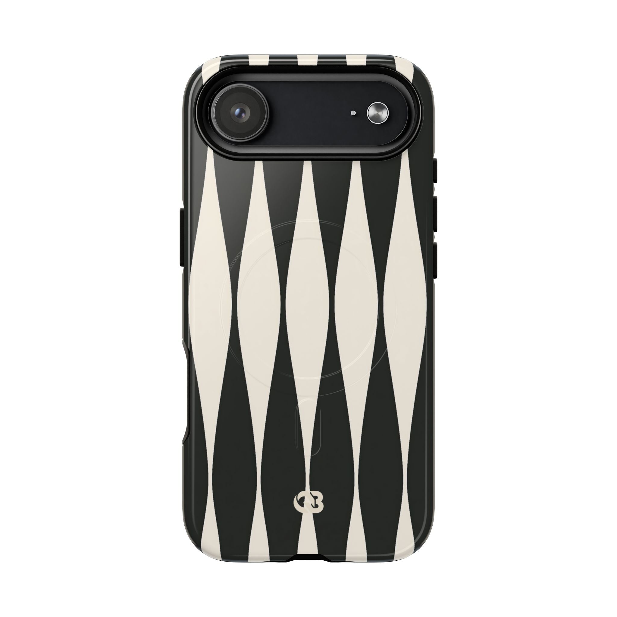 Black Tough 2.0 Magsafe Phone Case for iPhone - Ivory Spindle Grid