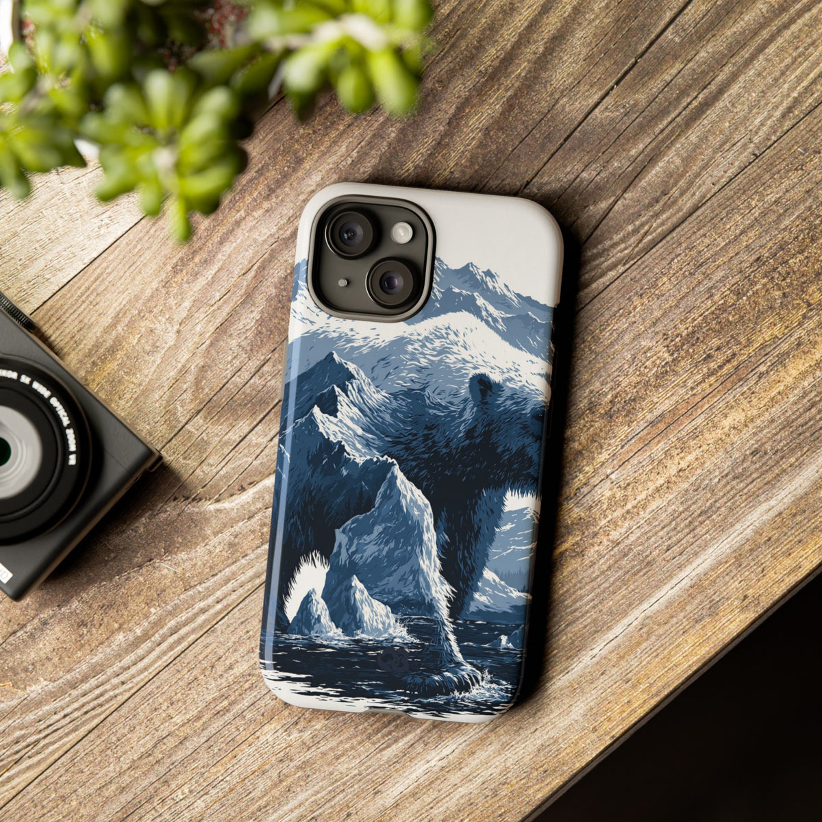 Fjord Summit Bear · Tough Phone Case for iPhone · Blue
