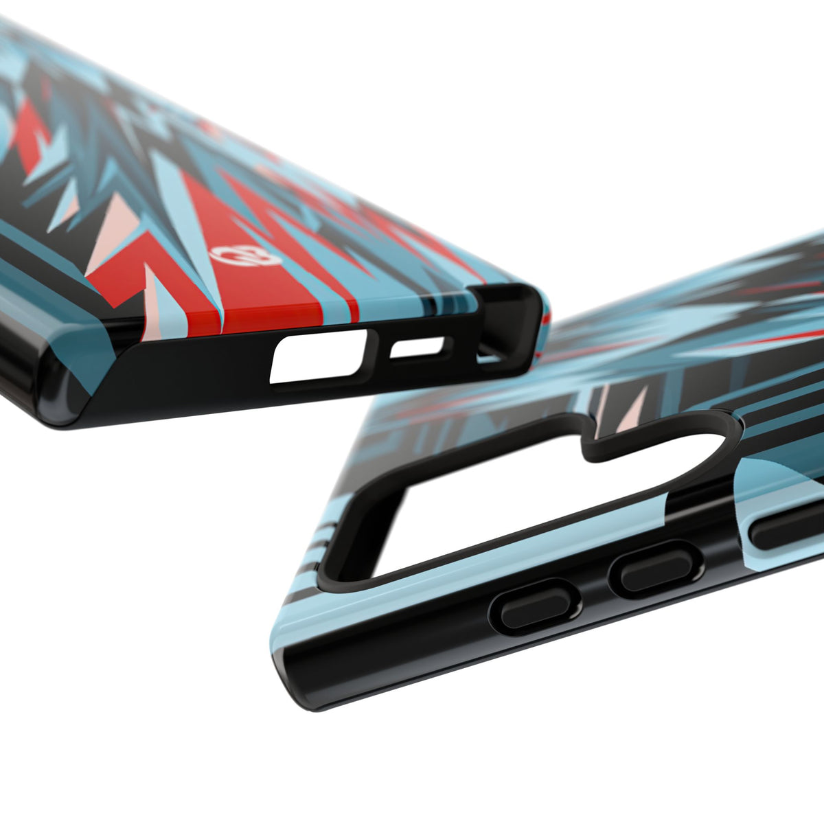 Blue Tough Phone Case for Samsung - Glitch Peak Cyan
